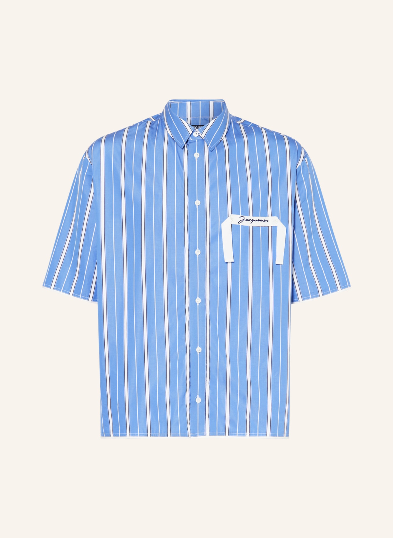 JACQUEMUS Short sleeve shirt LA CHEMISE CABRI comfort fit, Color: BLUE/ WHITE (Image 1)