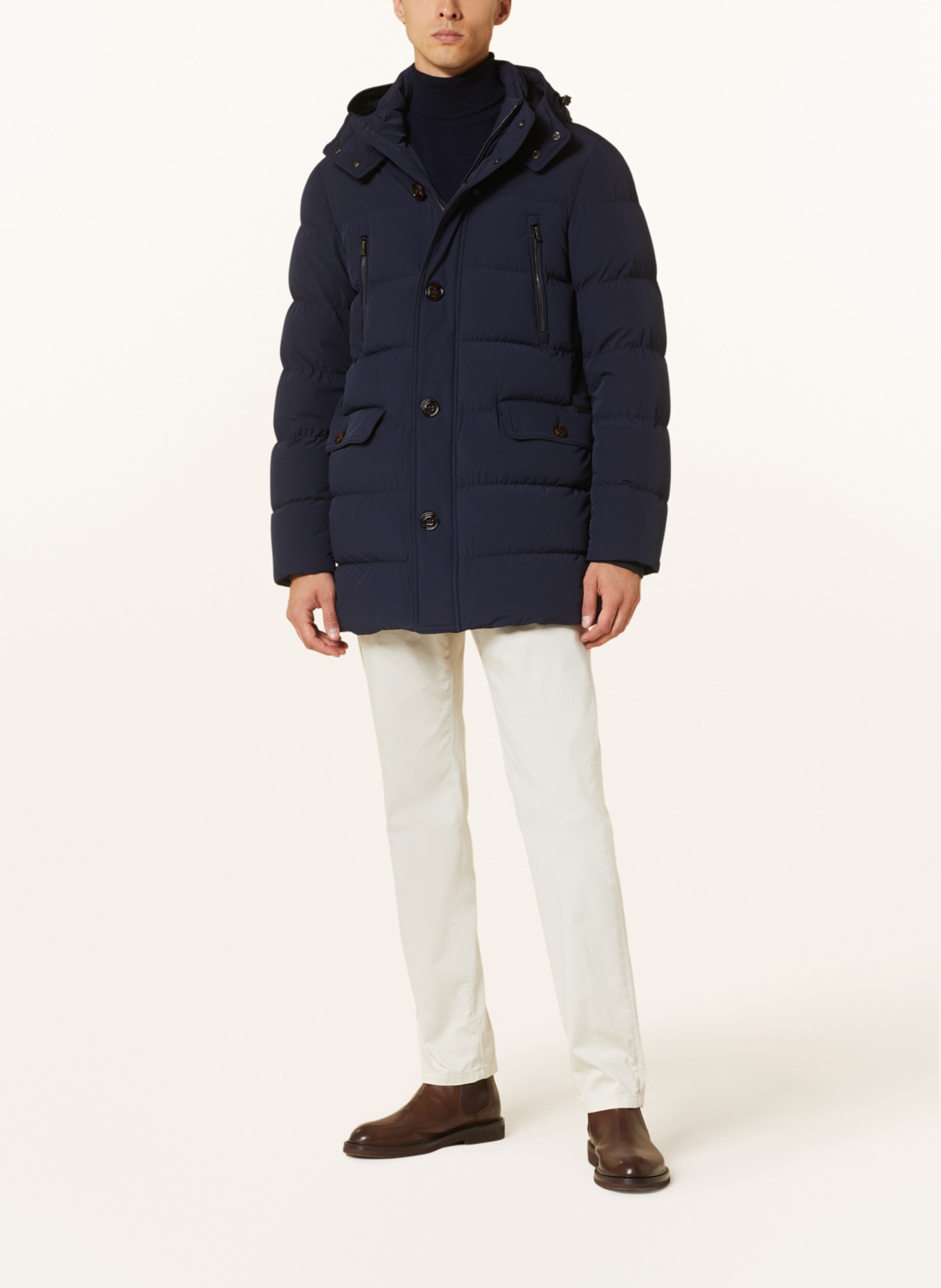 MOORER Péřový kabát GORNER s odnímatelnou kapucí, Barva: TMAVĚ MODRÁ (Obrázek 2)