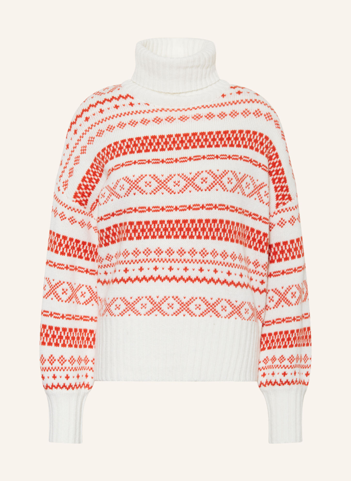Barbour Turtleneck sweater JEANNE, Color: ECRU/ DARK ORANGE (Image 1)