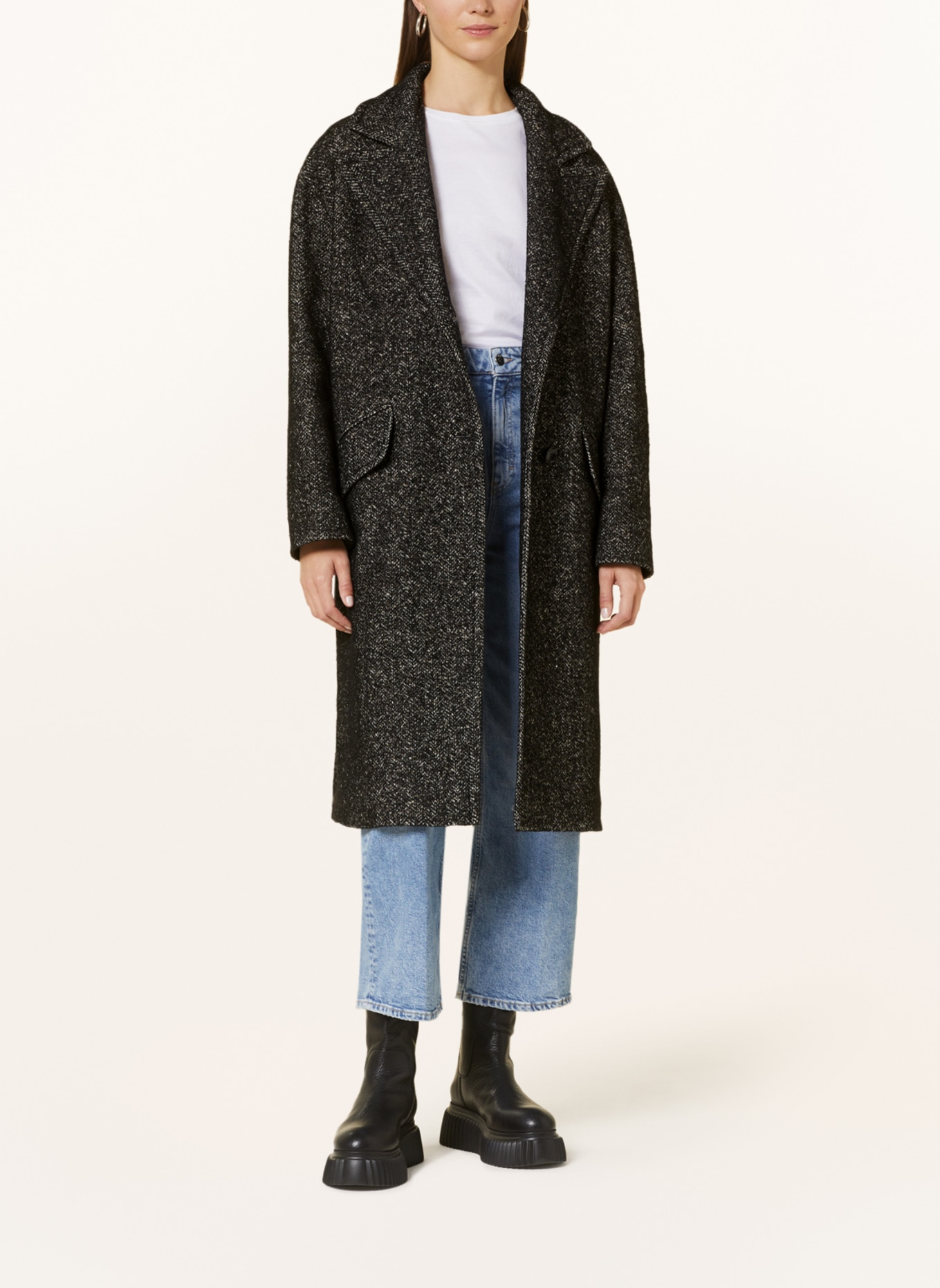 BOSS Tweed coat COVANA, Color: DARK GRAY/ CAMEL/ ECRU (Image 2)