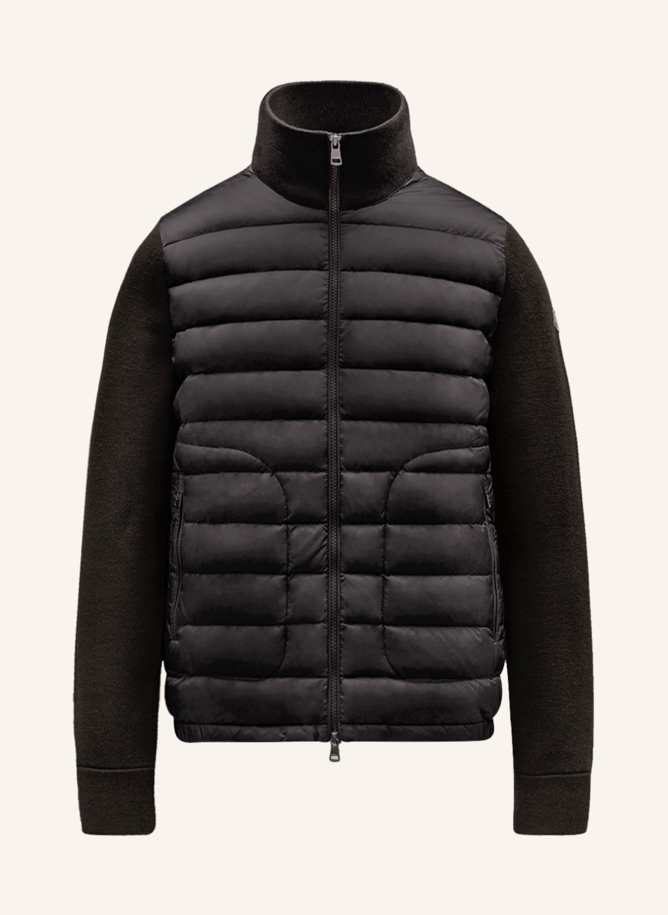 MONCLER Down jacket in mixed materials, Color: BLACK (Image 1)