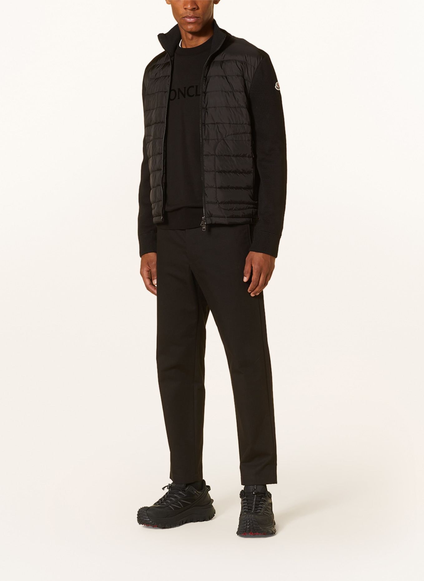 MONCLER Down jacket in mixed materials, Color: BLACK (Image 2)