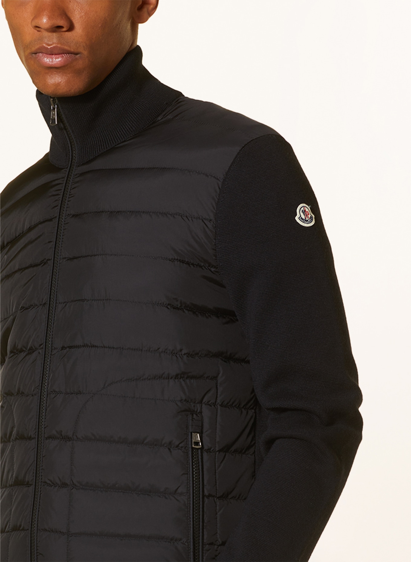 MONCLER Down jacket in mixed materials, Color: BLACK (Image 4)