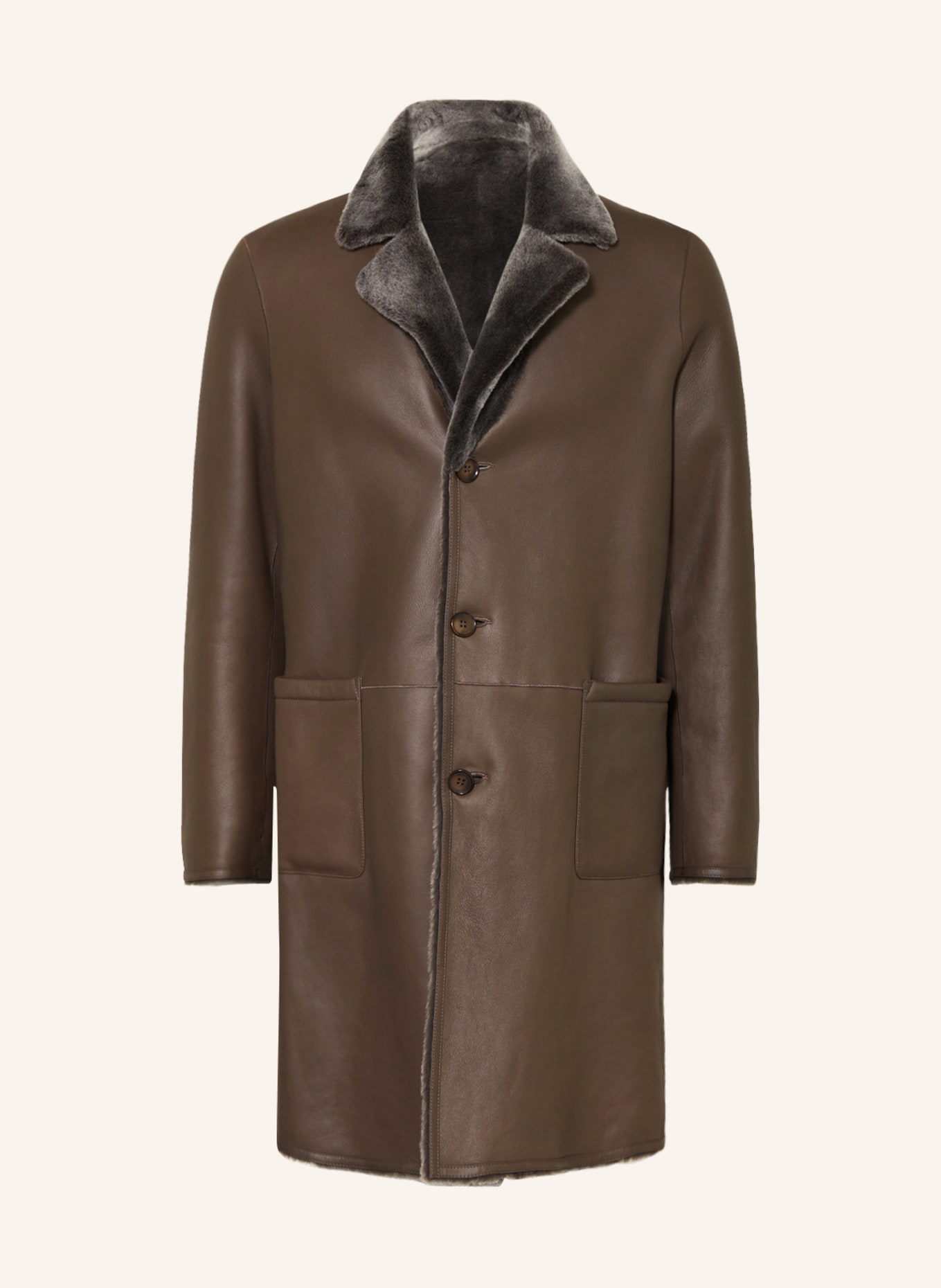 manzoni 24 Reversible leather coat, Color: DARK BROWN (Image 1)