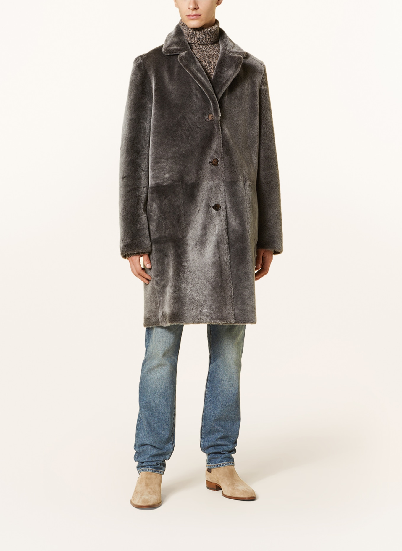manzoni 24 Reversible leather coat, Color: DARK BROWN (Image 2)