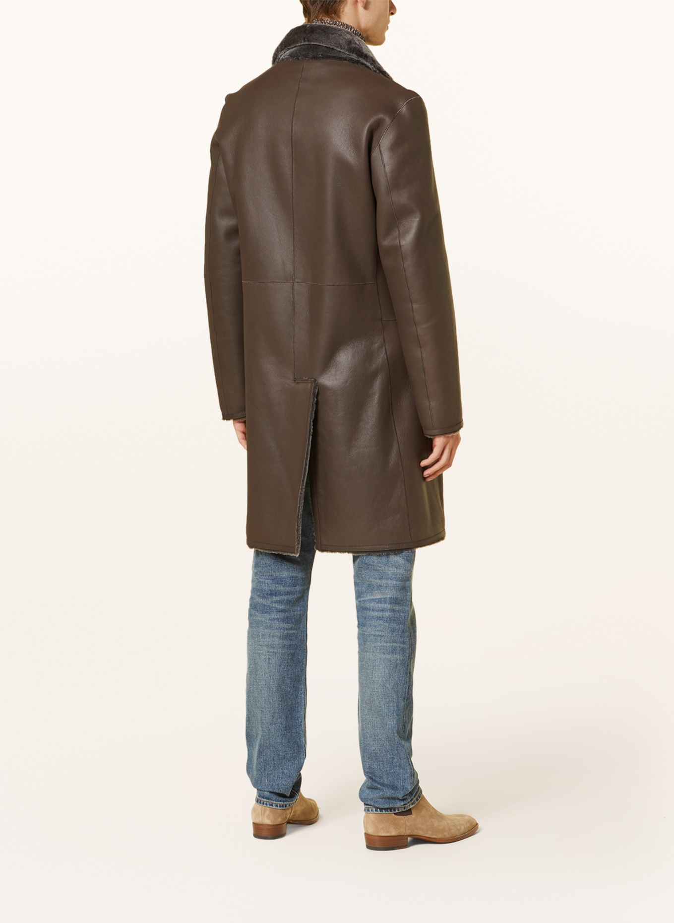 manzoni 24 Reversible leather coat, Color: DARK BROWN (Image 4)