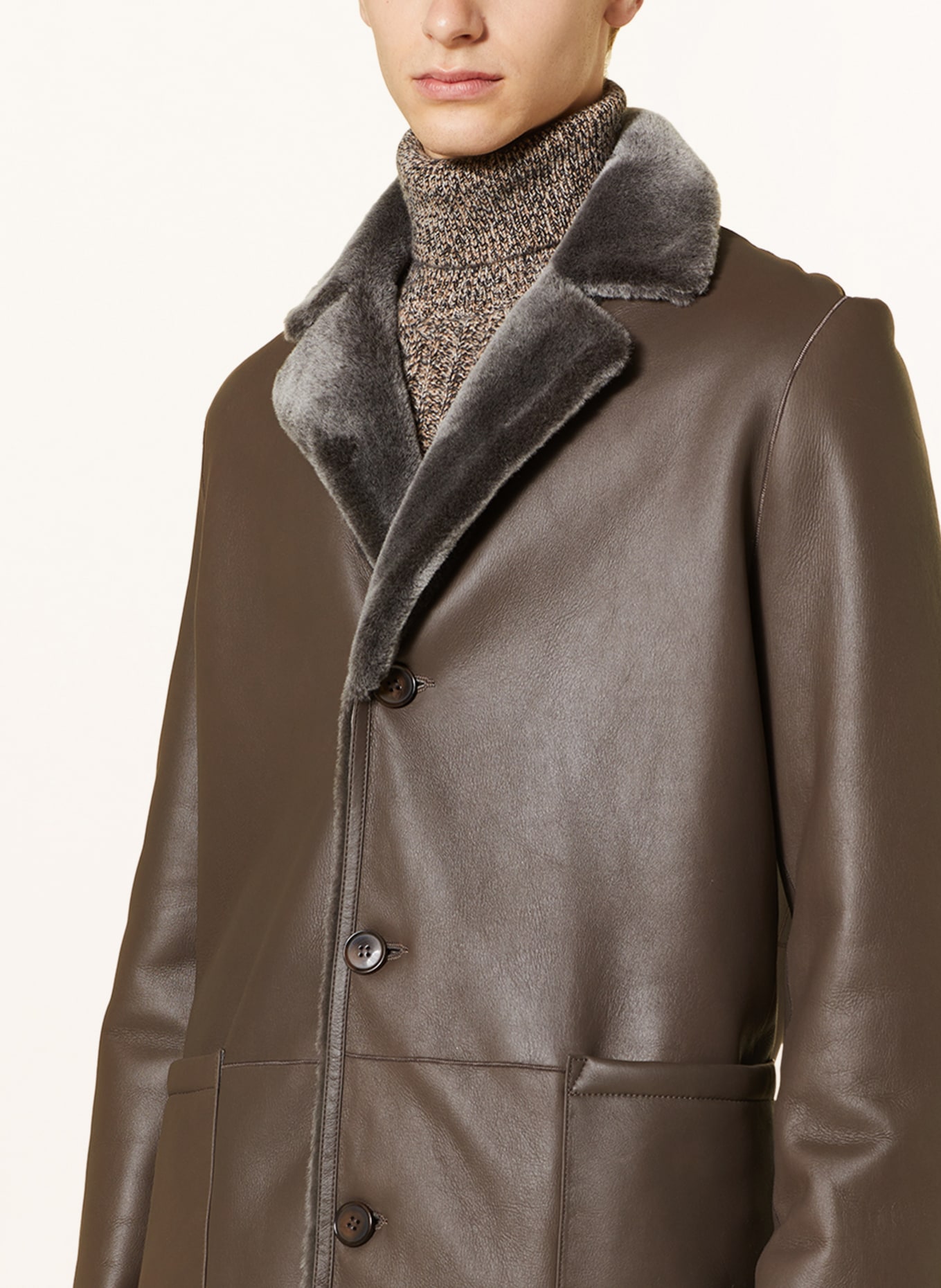 manzoni 24 Reversible leather coat, Color: DARK BROWN (Image 5)