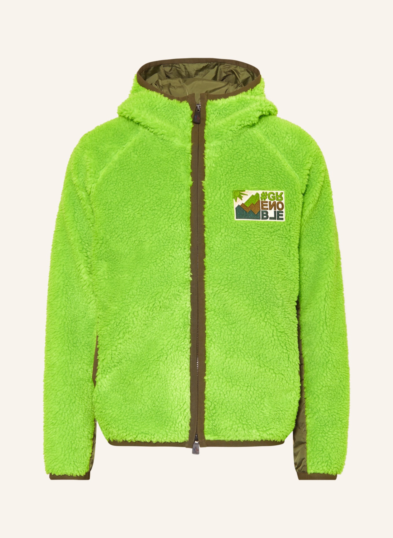 MONCLER GRENOBLE Teddy jacket, Color: NEON GREEN/ KHAKI (Image 1)