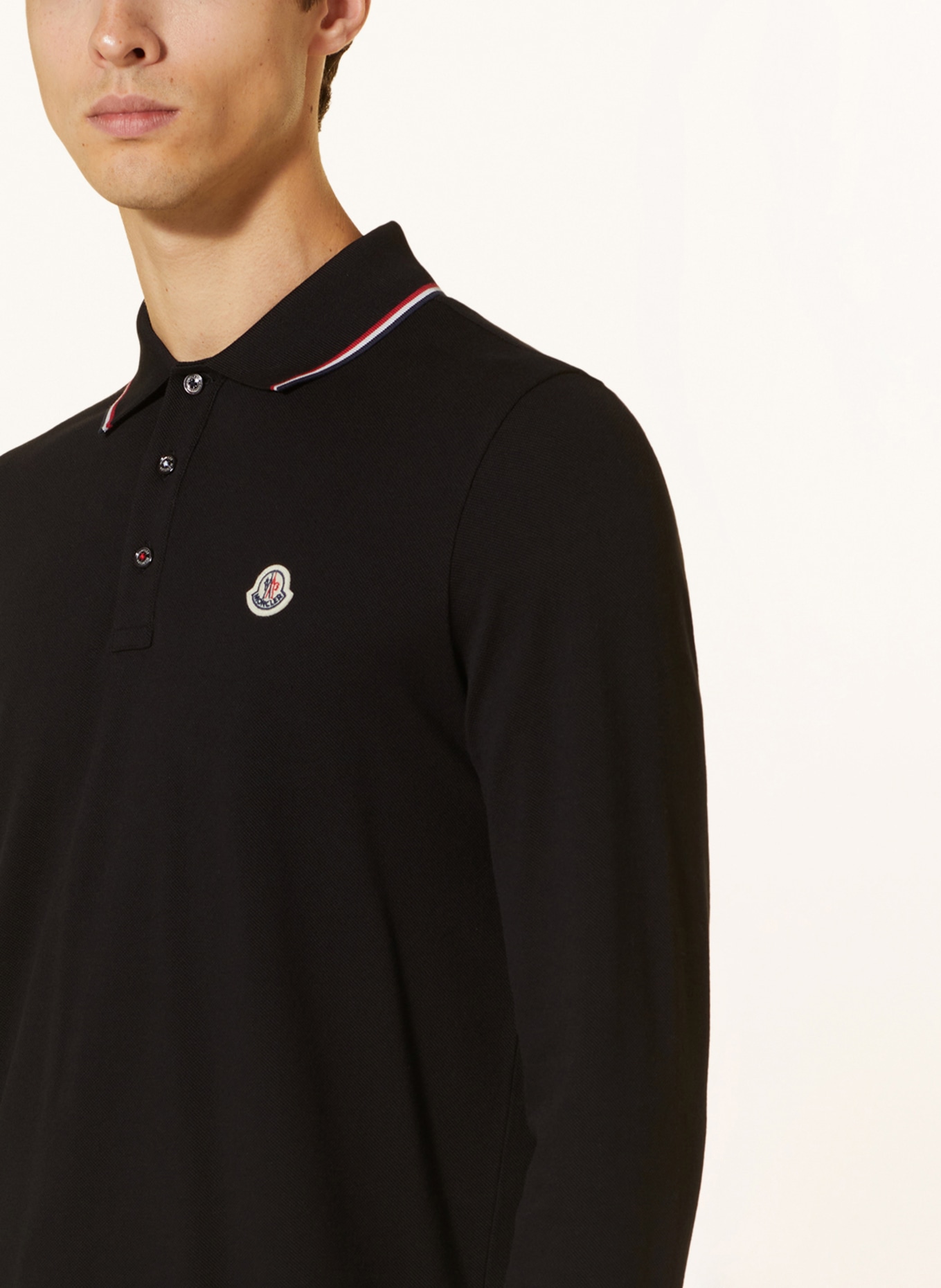 MONCLER Piqué polo shirt, Color: BLACK (Image 4)