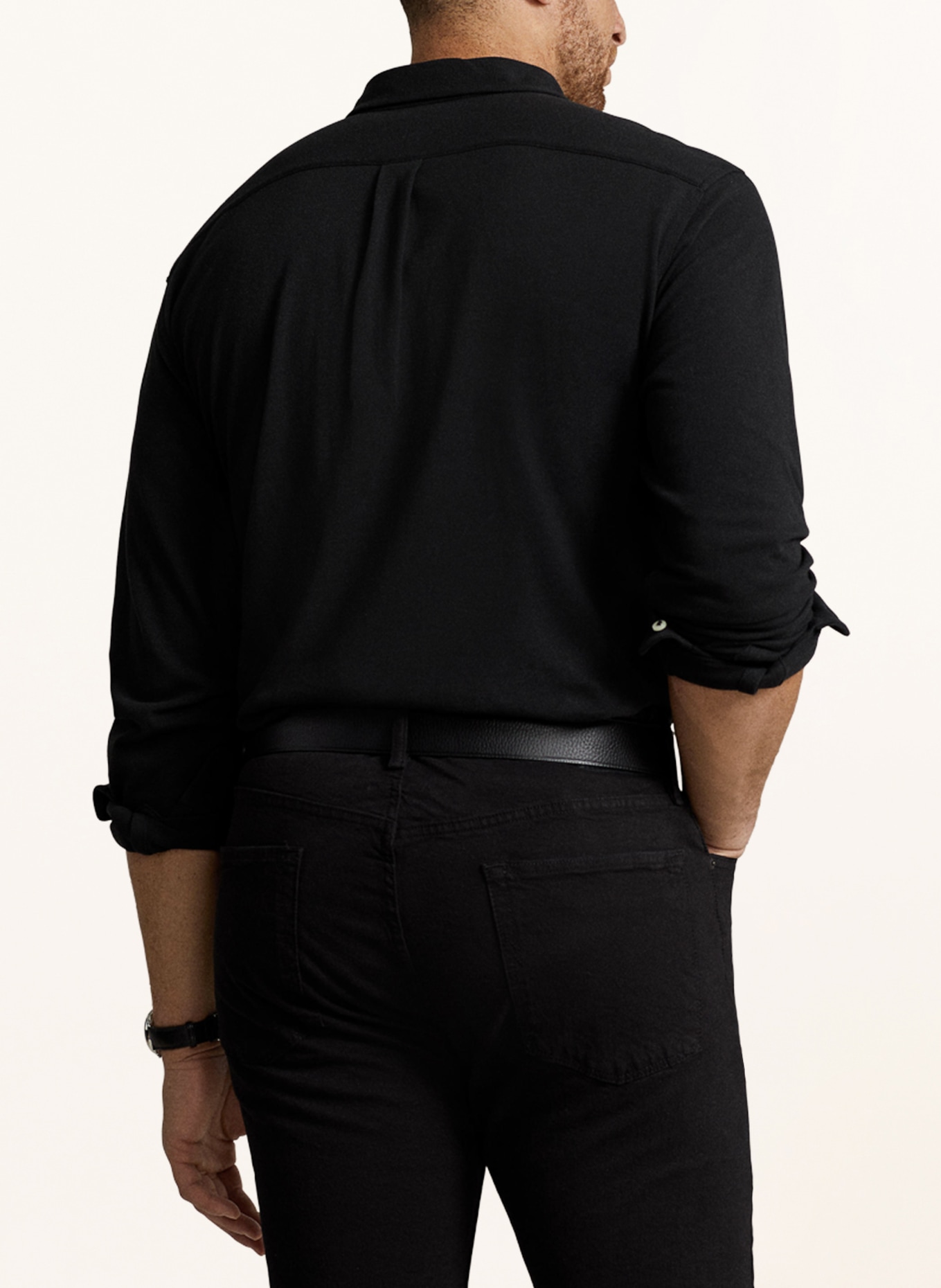 POLO RALPH LAUREN Big & Tall Piqué-Hemd, Farbe: SCHWARZ (Bild 3)