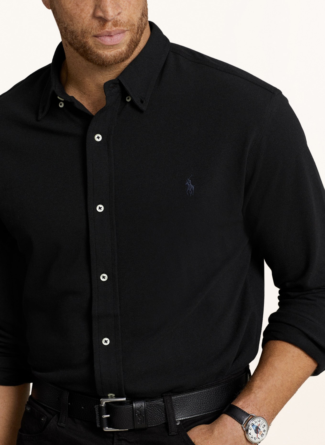 POLO RALPH LAUREN Big & Tall Piqué shirt, Color: BLACK (Image 4)