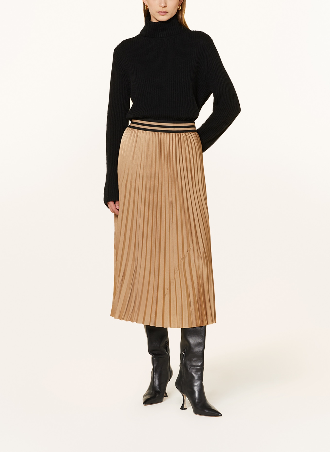 CATNOIR Pleated skirt made of satin, Color: BROWN (Image 2)