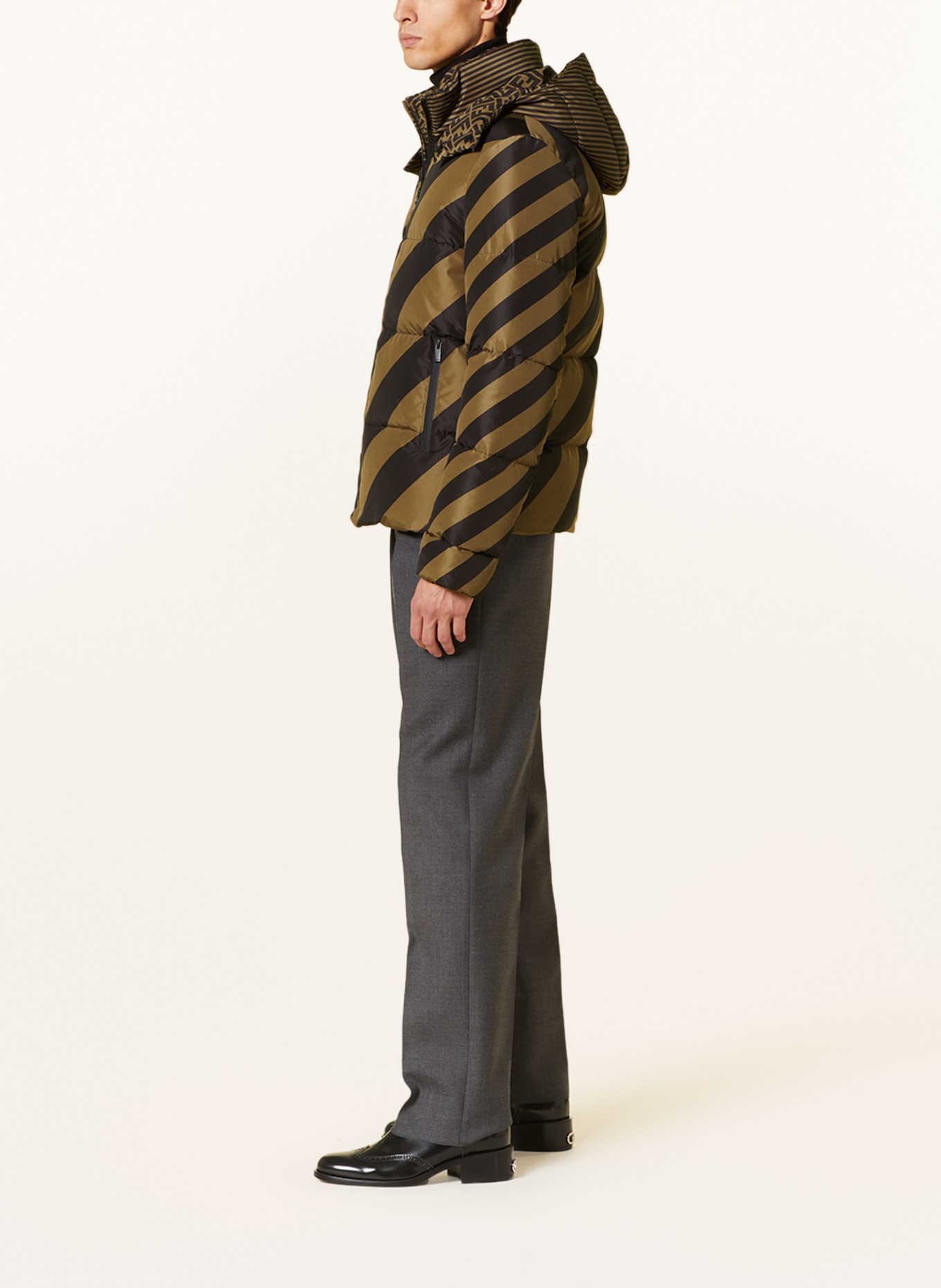 FENDI Oboustranná péřová bunda s odnímatelnou kapucí, Barva: ČERNÁ/ HNĚDÁ (Obrázek 5)
