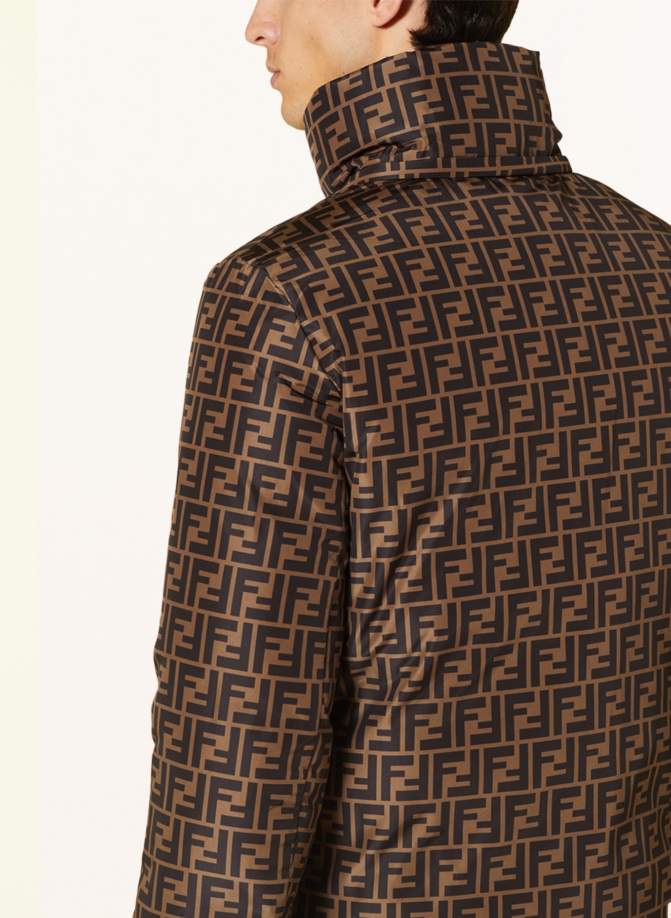 FENDI Reversible down jacket with detachable hood, Color: BLACK/ BROWN (Image 8)