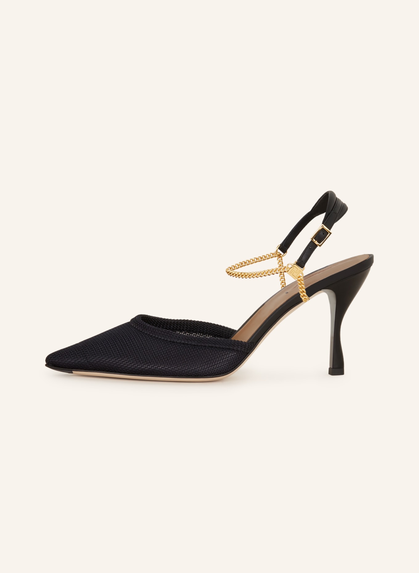 Fendi black sales leather slingbacks