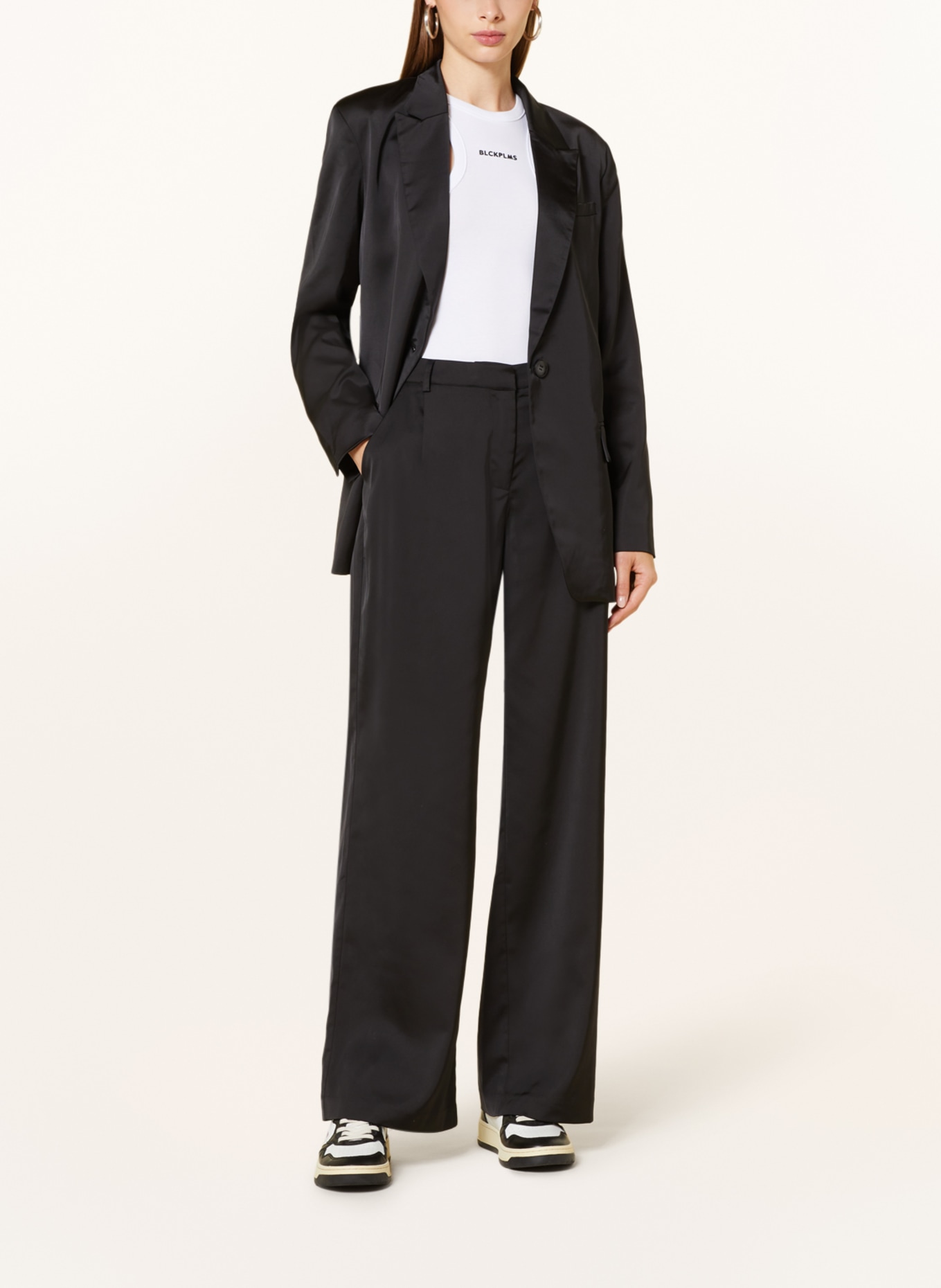MRS & HUGS Satin blazer, Color: BLACK (Image 2)