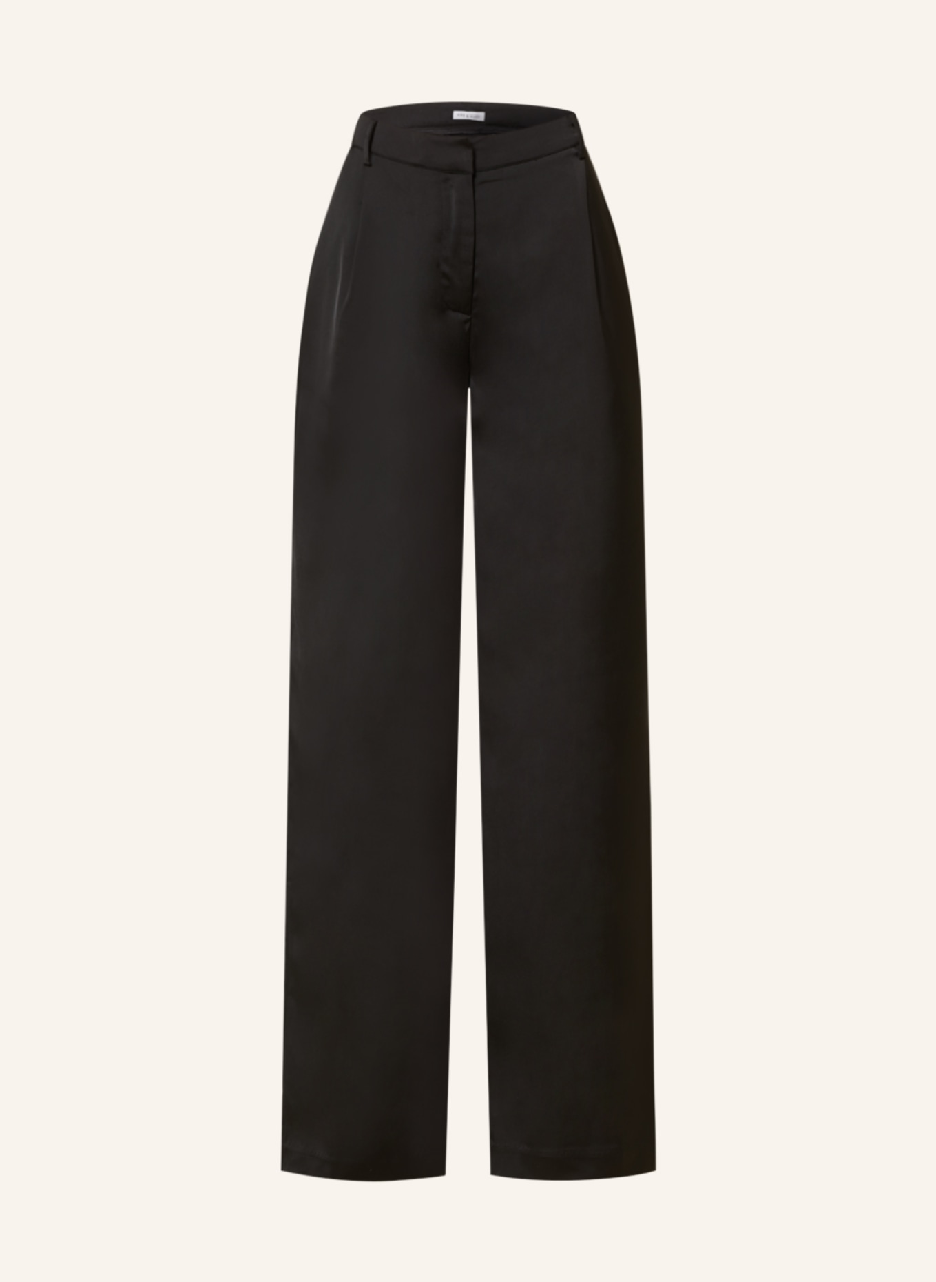 MRS & HUGS Wide leg trousers in satin, Color: BLACK (Image 1)