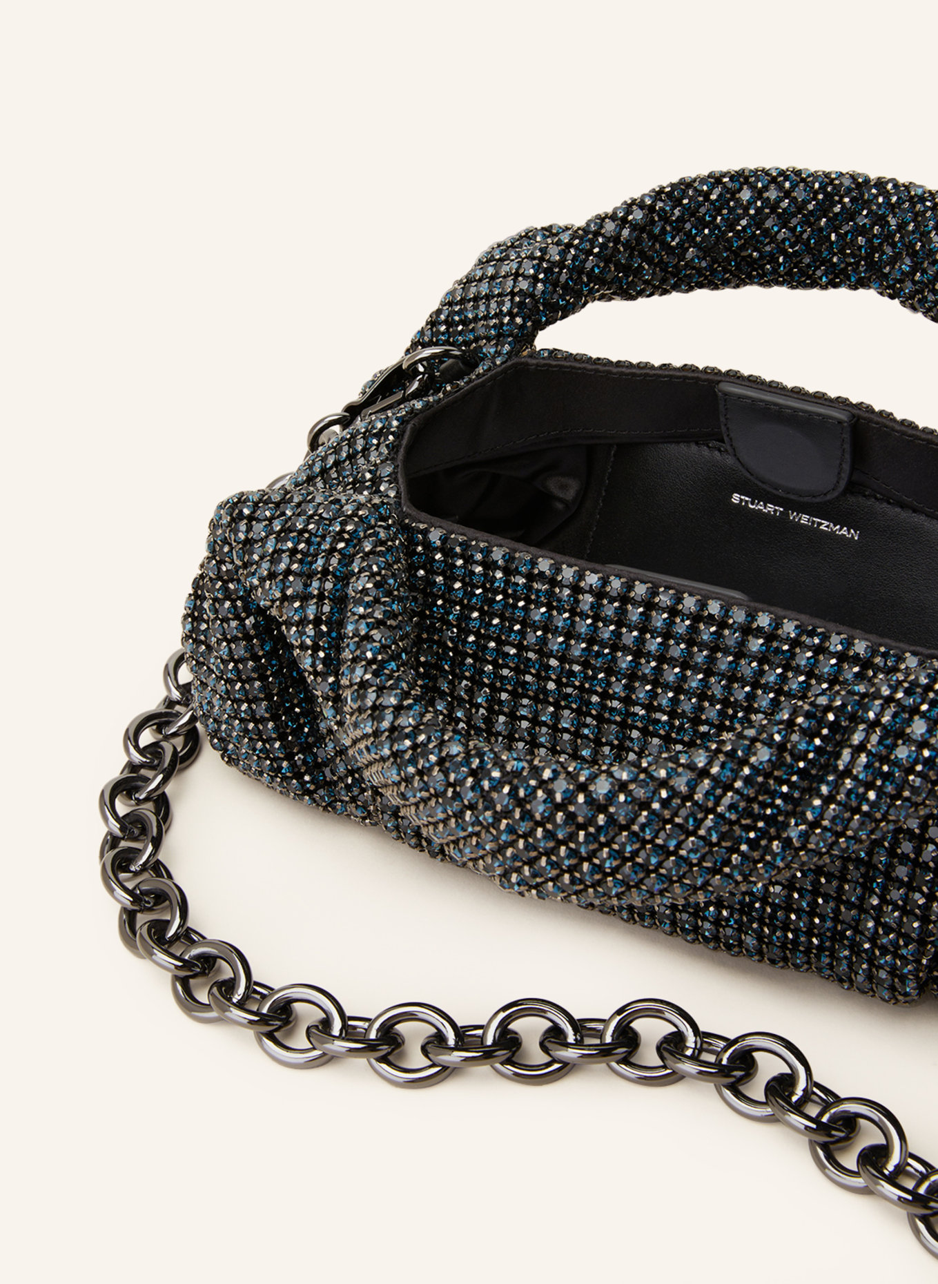 STUART WEITZMAN Handbag THE MODA SHINE MINI with decorative gems, Color: DARK BLUE (Image 3)