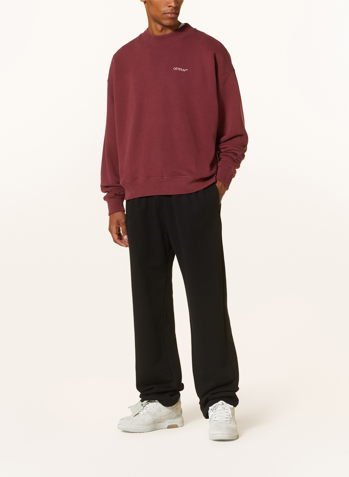 Off White Sweatshirt in dark red