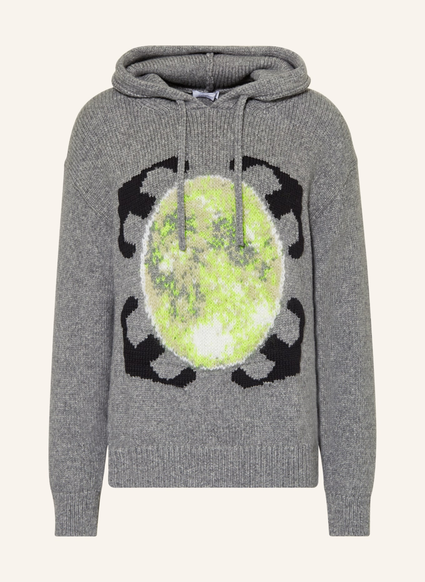 Off-White Knit hoodie, Color: DARK GRAY/ BLACK/ NEON GREEN (Image 1)