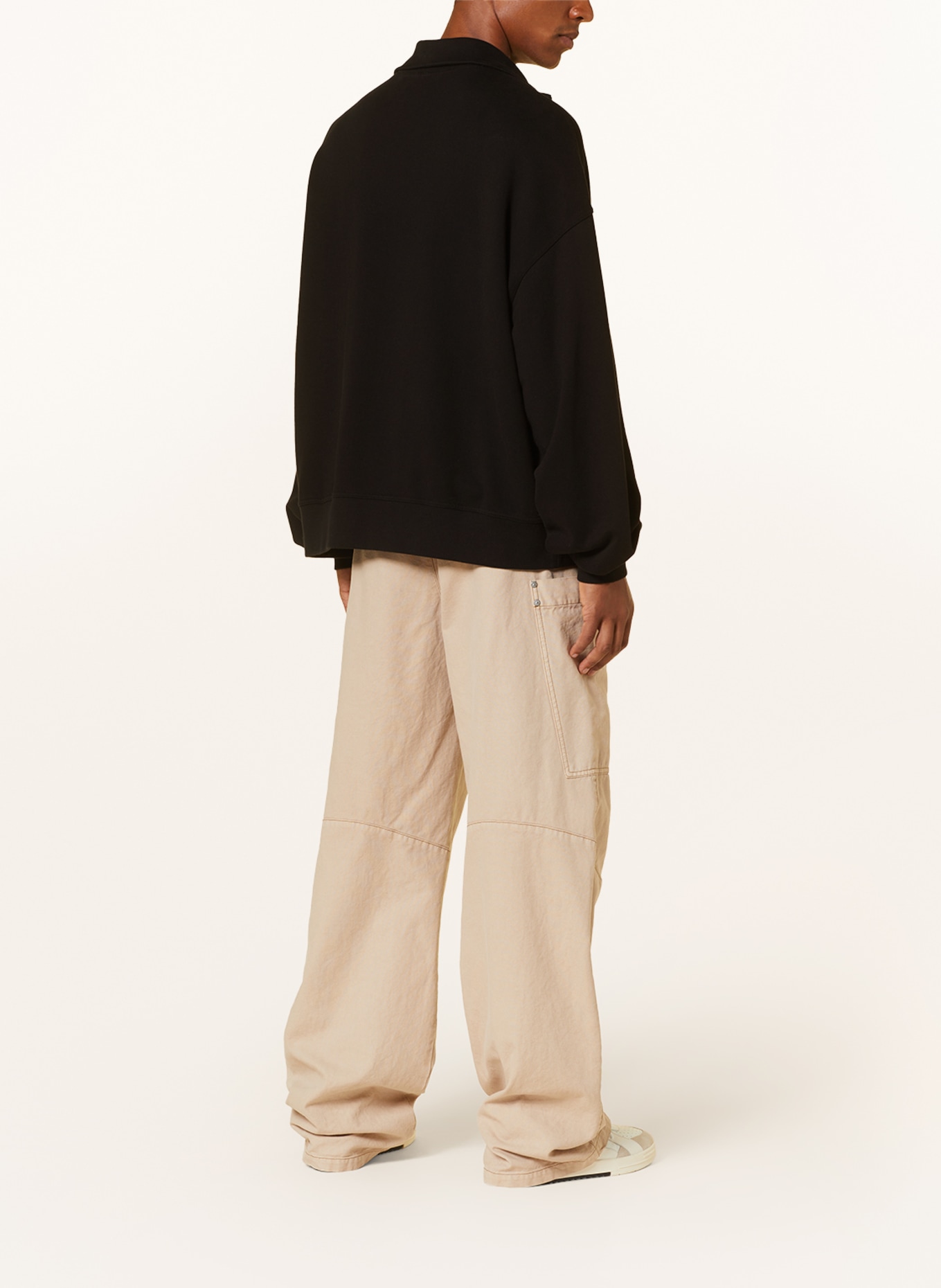 Palm Angels Half-zip sweater in sweatshirt fabric, Color: BLACK/ WHITE (Image 3)
