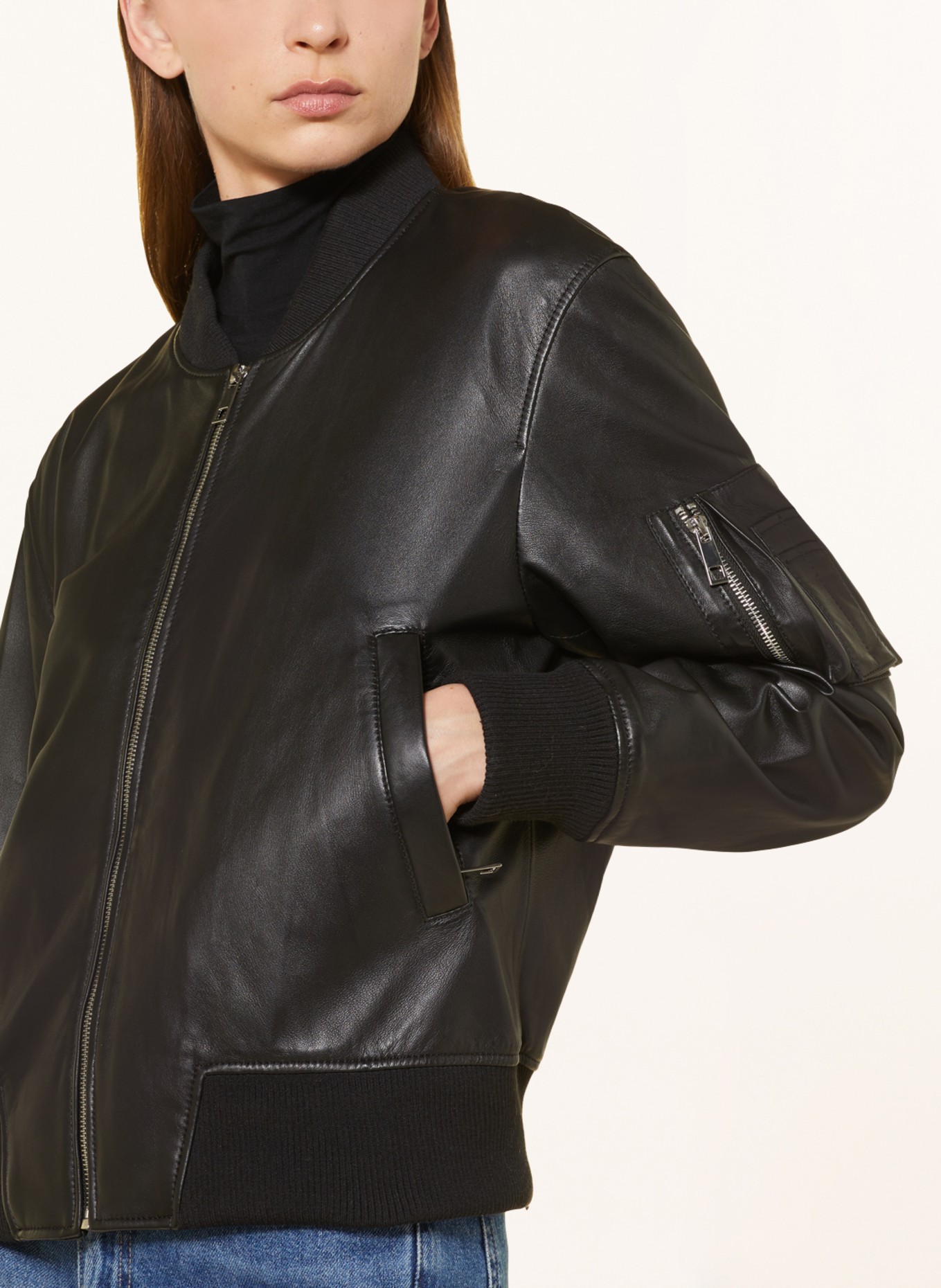 darling harbour Leather jacket, Color: BLACK (Image 4)