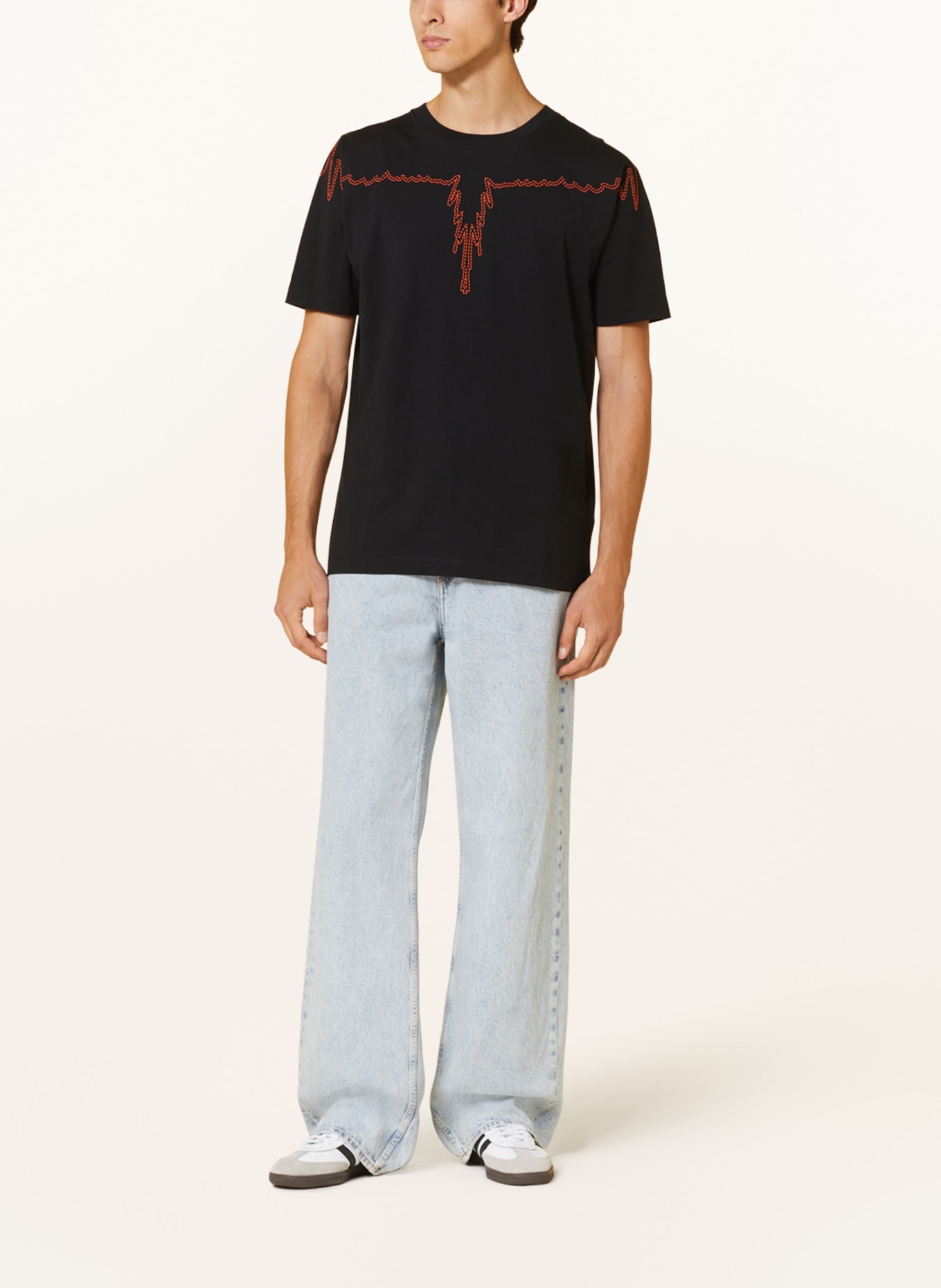 MARCELO BURLON T-shirt STITCH WINGS, Kolor: CZARNY/ POMARAŃCZOWY (Obrazek 2)