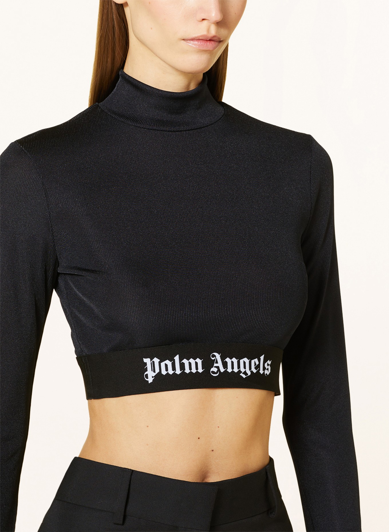 Palm Angels Cropped long sleeve shirt, Color: BLACK (Image 4)