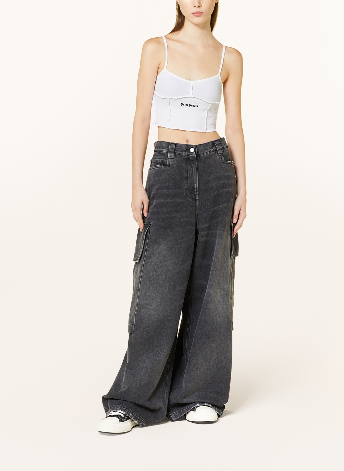 Palm Angels Cropped top, Color: WHITE/ BLACK (Image 2)