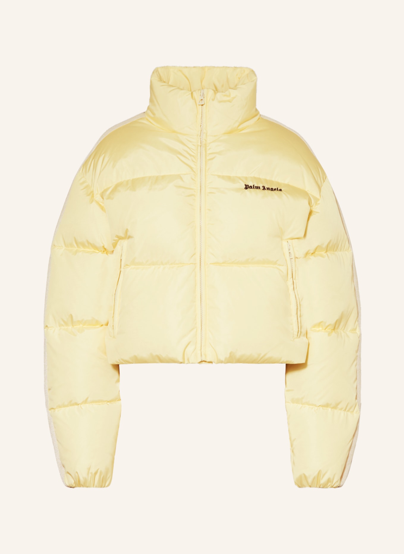 Palm Angels Down jacket with tuxedo stripes, Color: LIGHT YELLOW (Image 1)