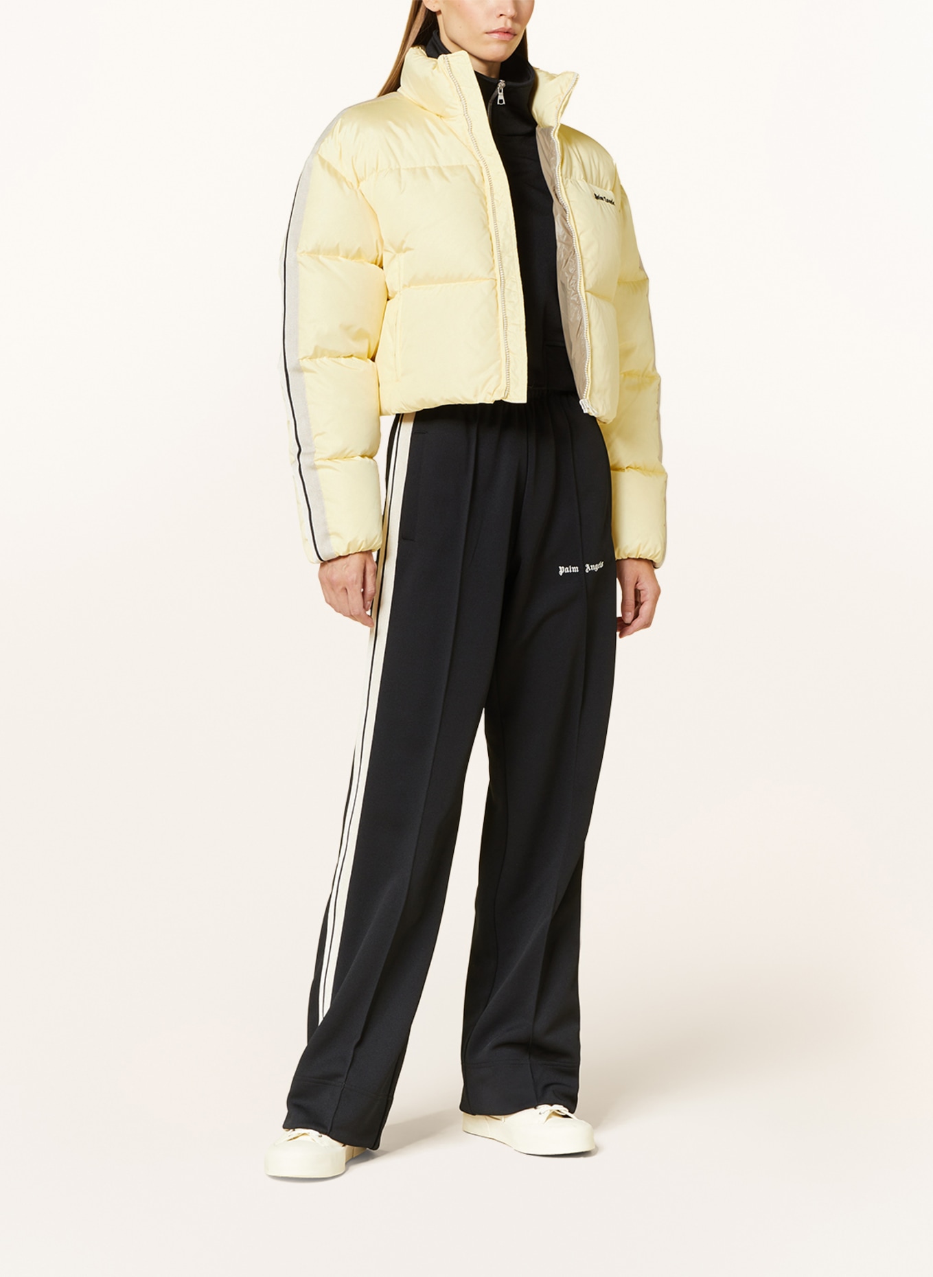 Palm Angels Down jacket with tuxedo stripes, Color: LIGHT YELLOW (Image 2)