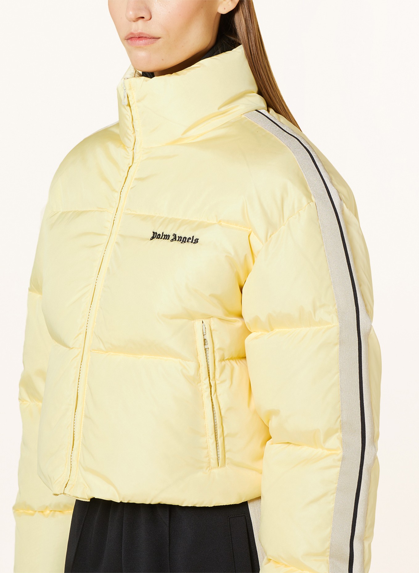 Palm Angels Down jacket with tuxedo stripes, Color: LIGHT YELLOW (Image 4)
