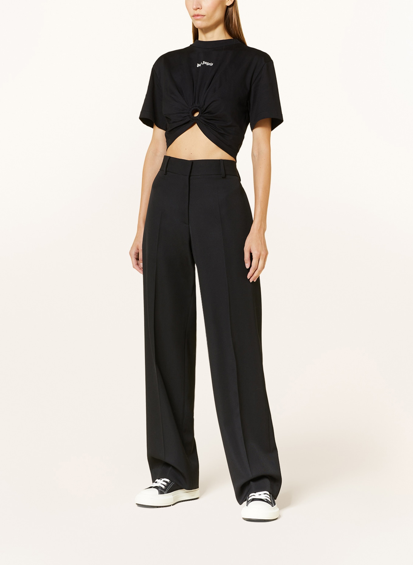 Palm Angels Cropped shirt, Color: BLACK WHITE (Image 2)