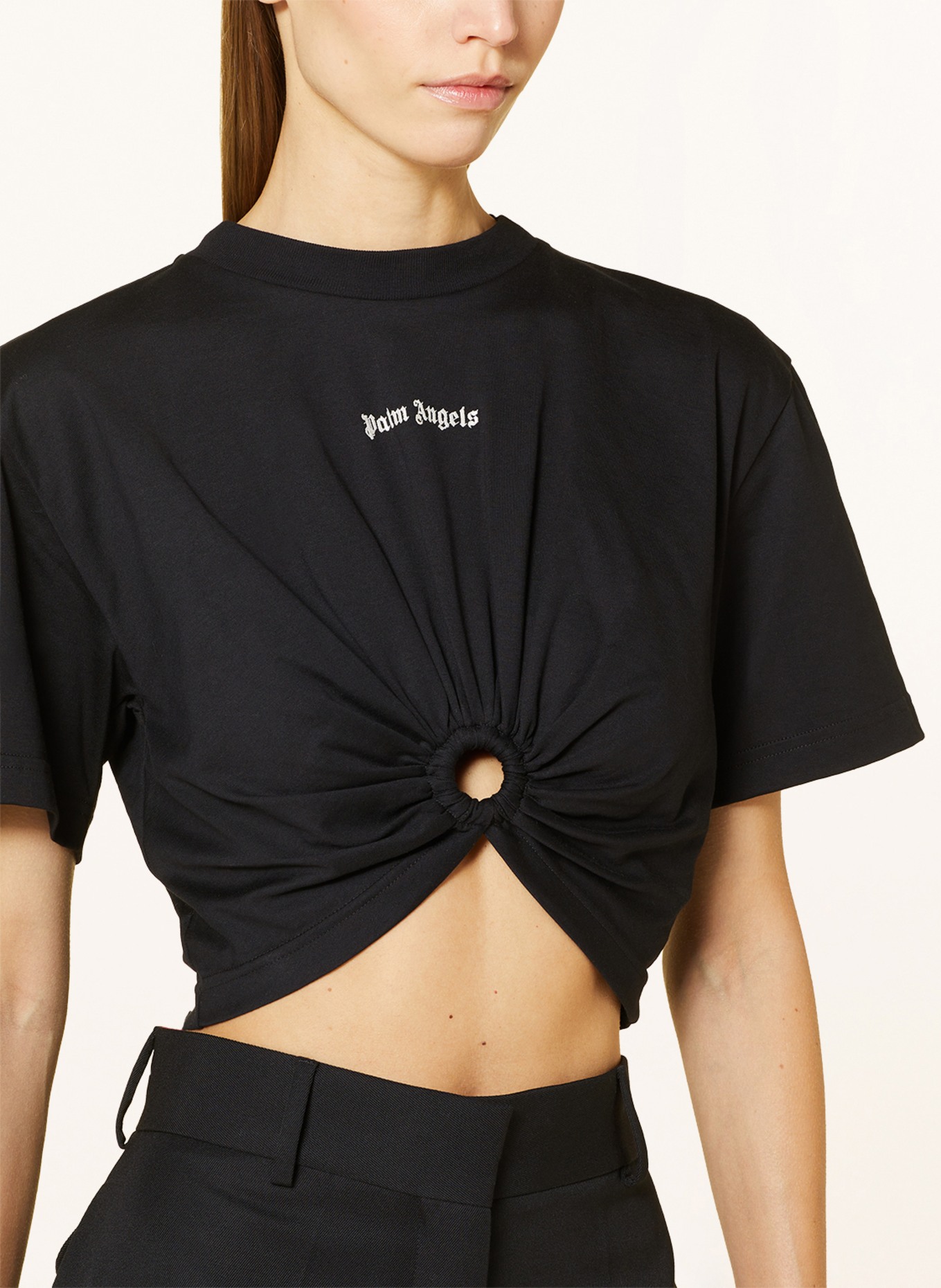 Palm Angels Cropped shirt, Color: BLACK WHITE (Image 4)