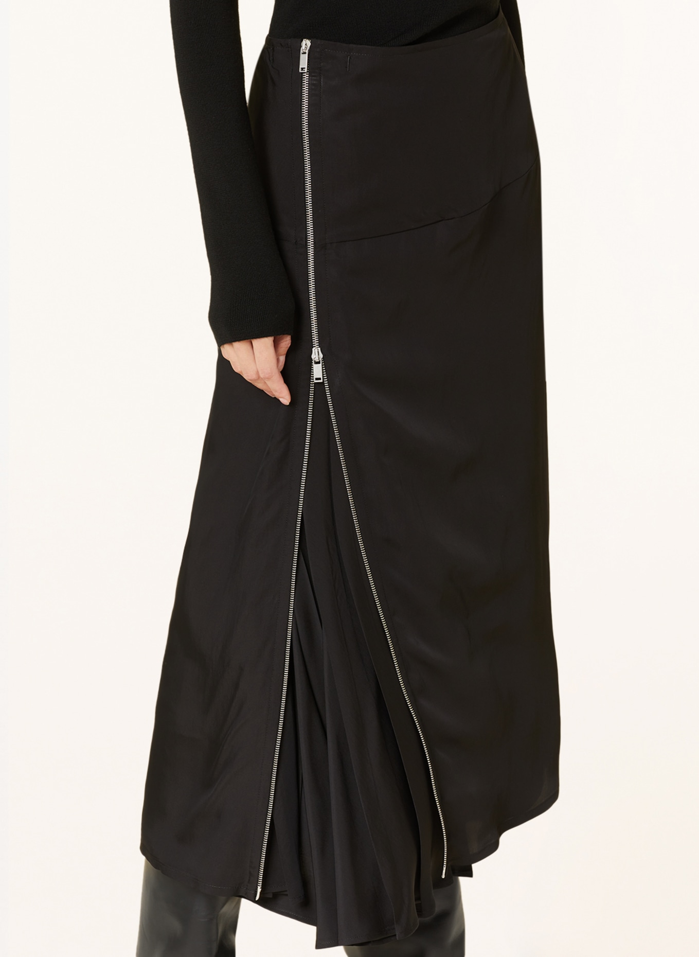 JIL SANDER Skirt with silk, Color: BLACK (Image 4)