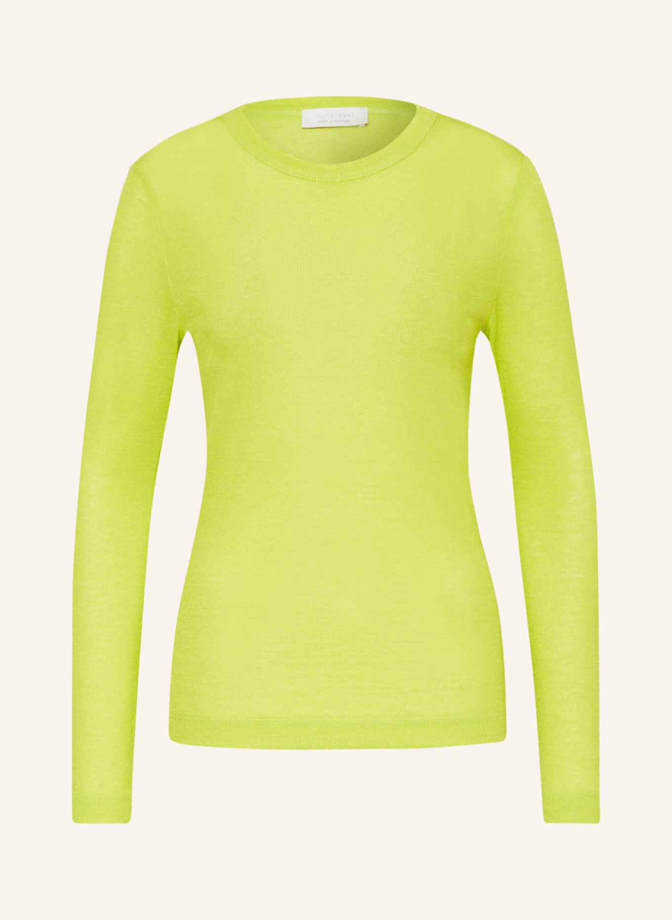 rich&royal Long sleeve shirt with glitter, Color: NEON GREEN (Image 1)
