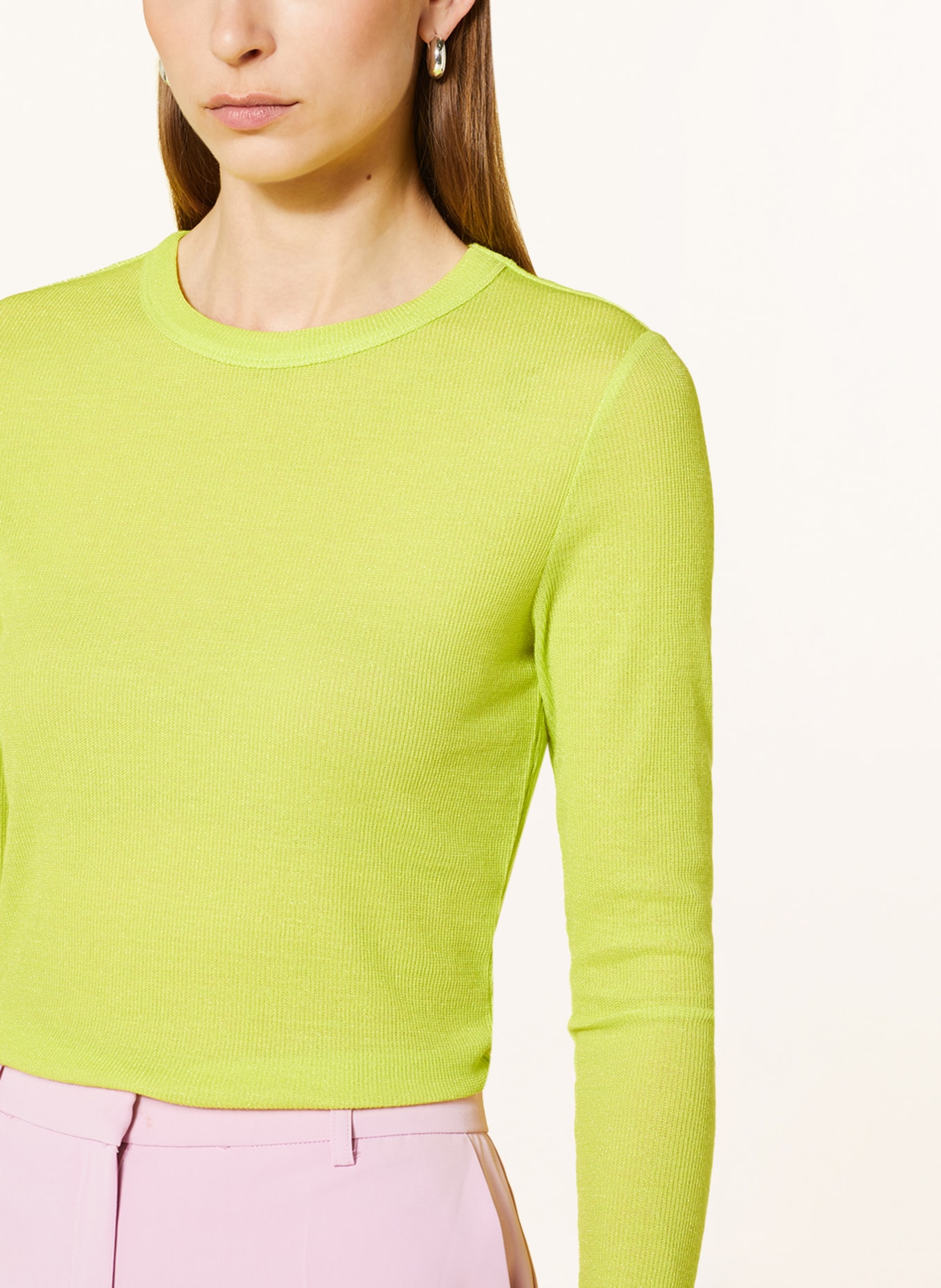 rich&royal Long sleeve shirt with glitter, Color: NEON GREEN (Image 4)