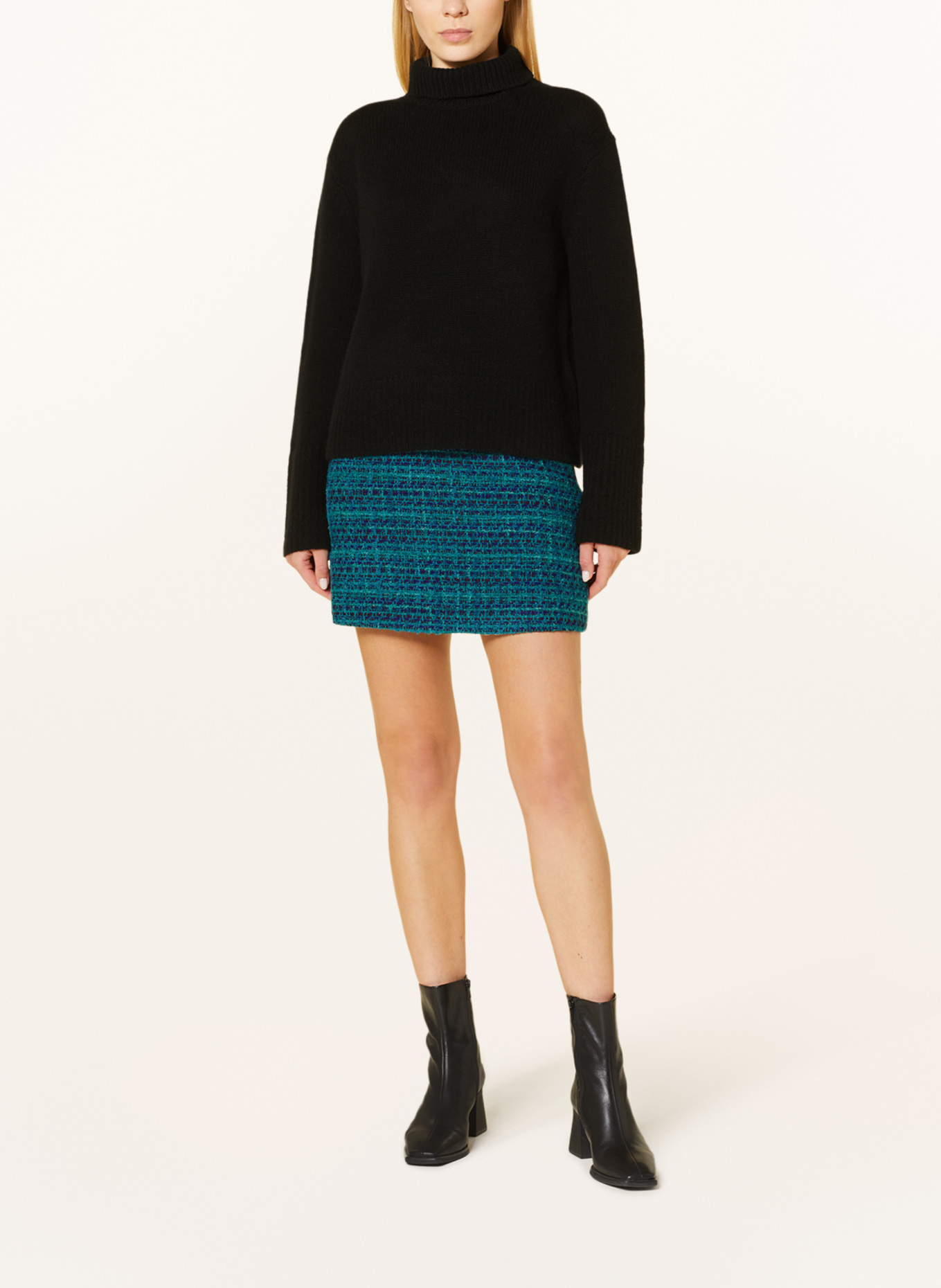 rich&royal Tweed skirt, Color: TURQUOISE/ PURPLE/ DARK RED (Image 2)