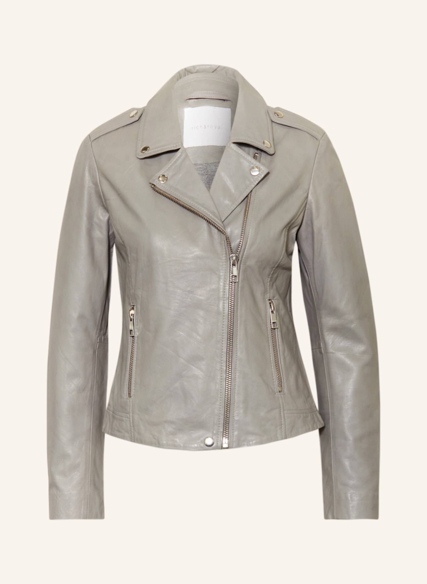 rich&royal Leather jacket, Color: GRAY (Image 1)