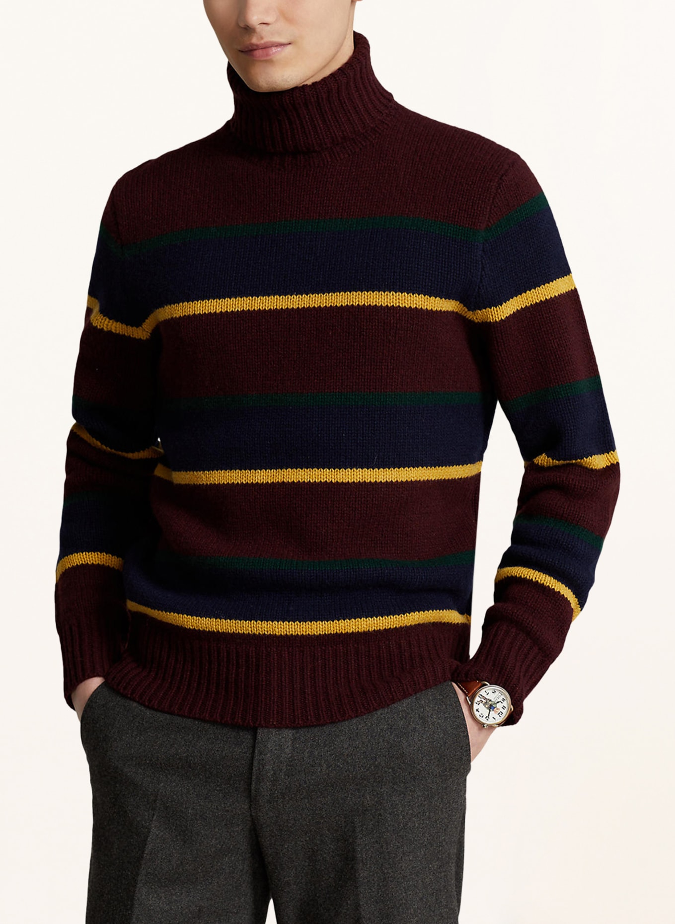 POLO RALPH LAUREN Turtleneck sweater, Color: DARK RED/ DARK BLUE/ YELLOW (Image 4)