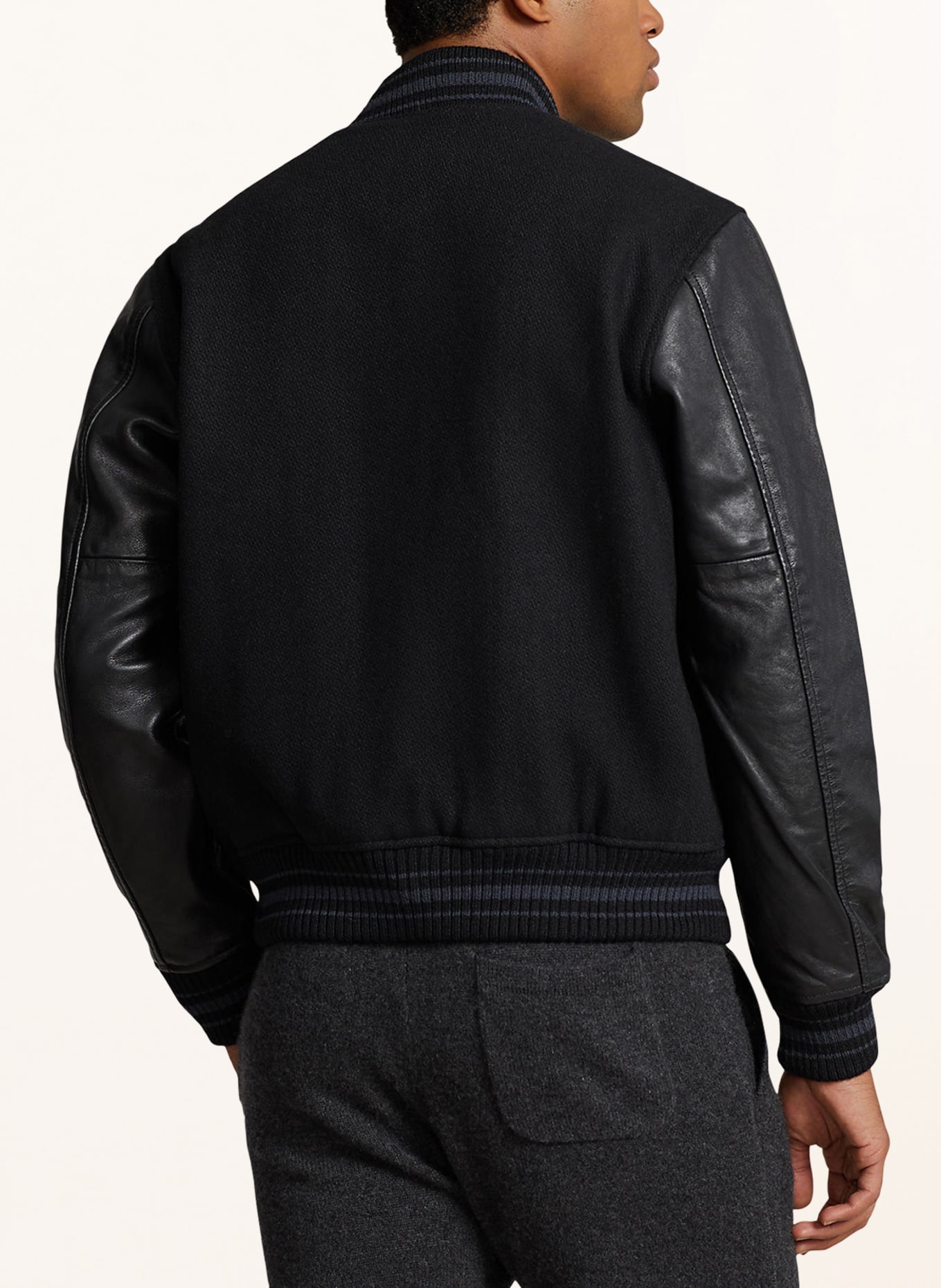 POLO RALPH LAUREN College jacket in mixed materials, Color: BLACK (Image 3)