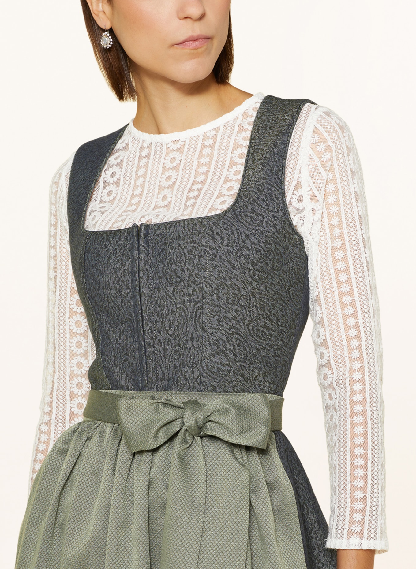 LIMBERRY Dirndl blouse THEA in lace with 3/4 sleeves, Color: WHITE (Image 3)