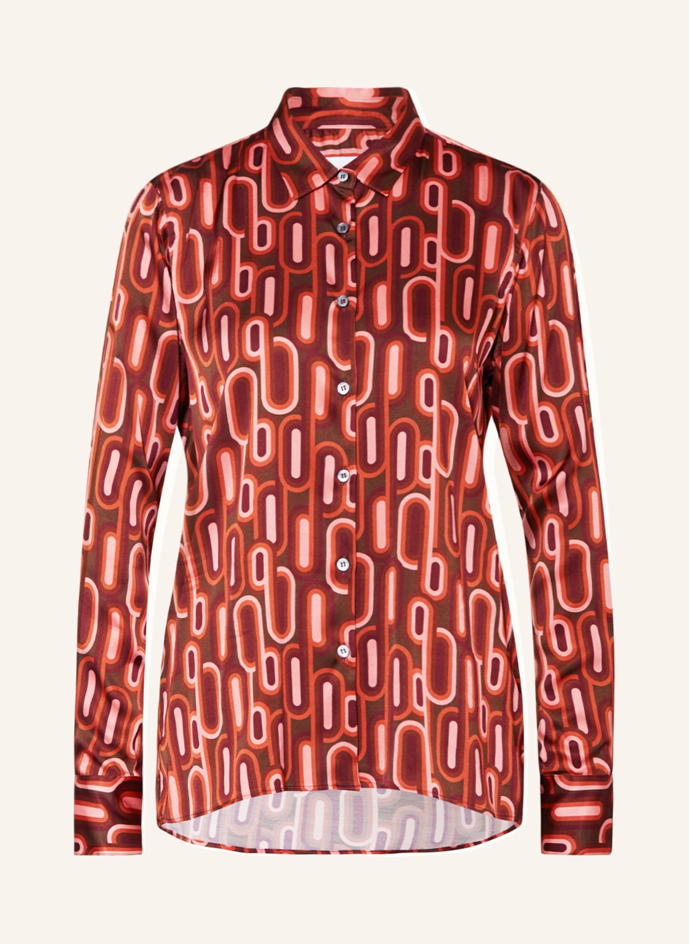 ROBERT FRIEDMAN Shirt blouse ANDREA made of satin, Color: DARK BROWN/ DARK RED/ SALMON (Image 1)