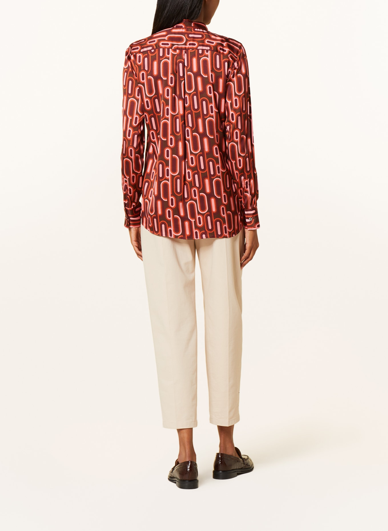 ROBERT FRIEDMAN Shirt blouse ANDREA made of satin, Color: DARK BROWN/ DARK RED/ SALMON (Image 3)