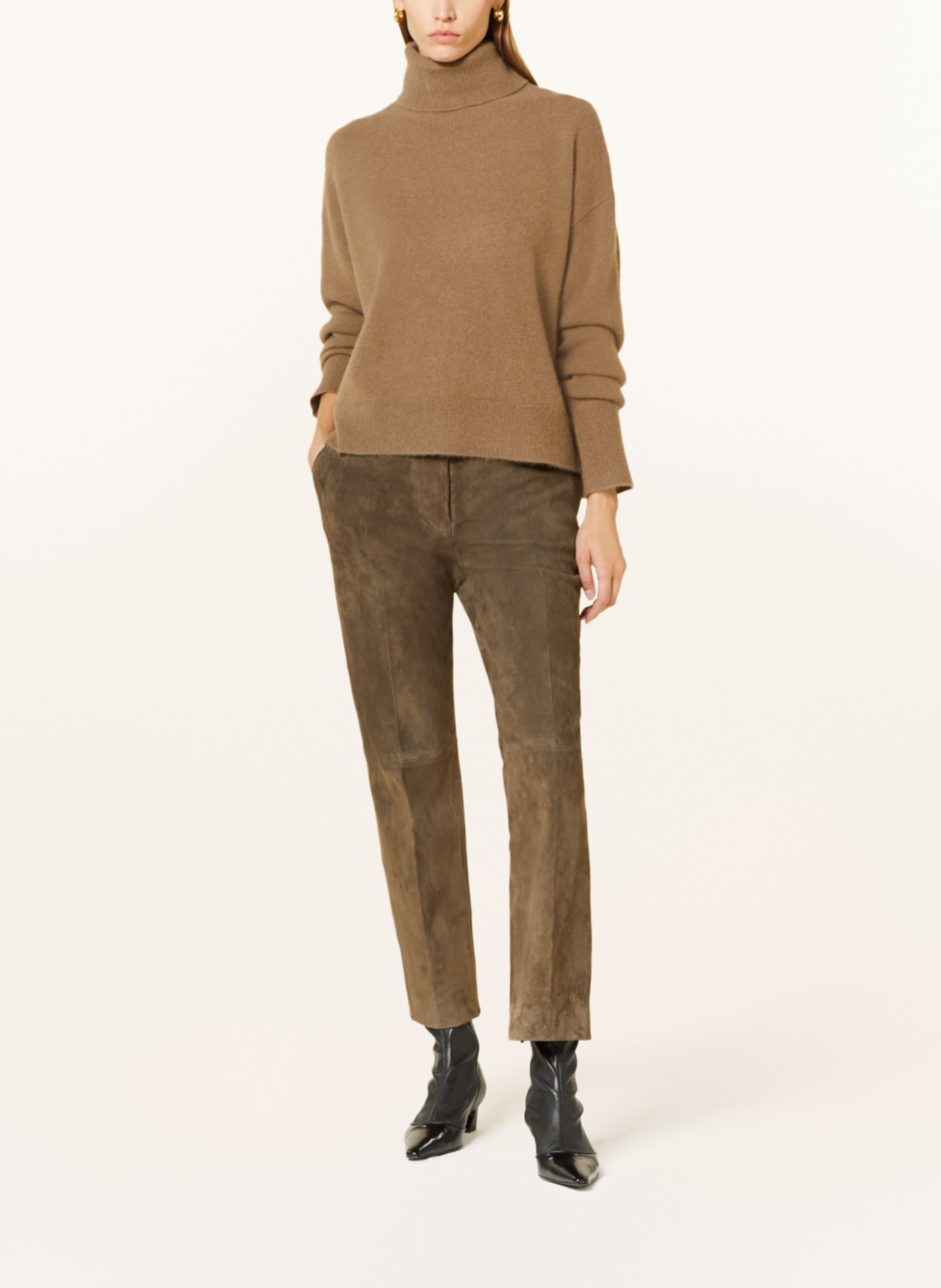 JOSEPH Leather pants COLEMAN, Color: BROWN (Image 2)
