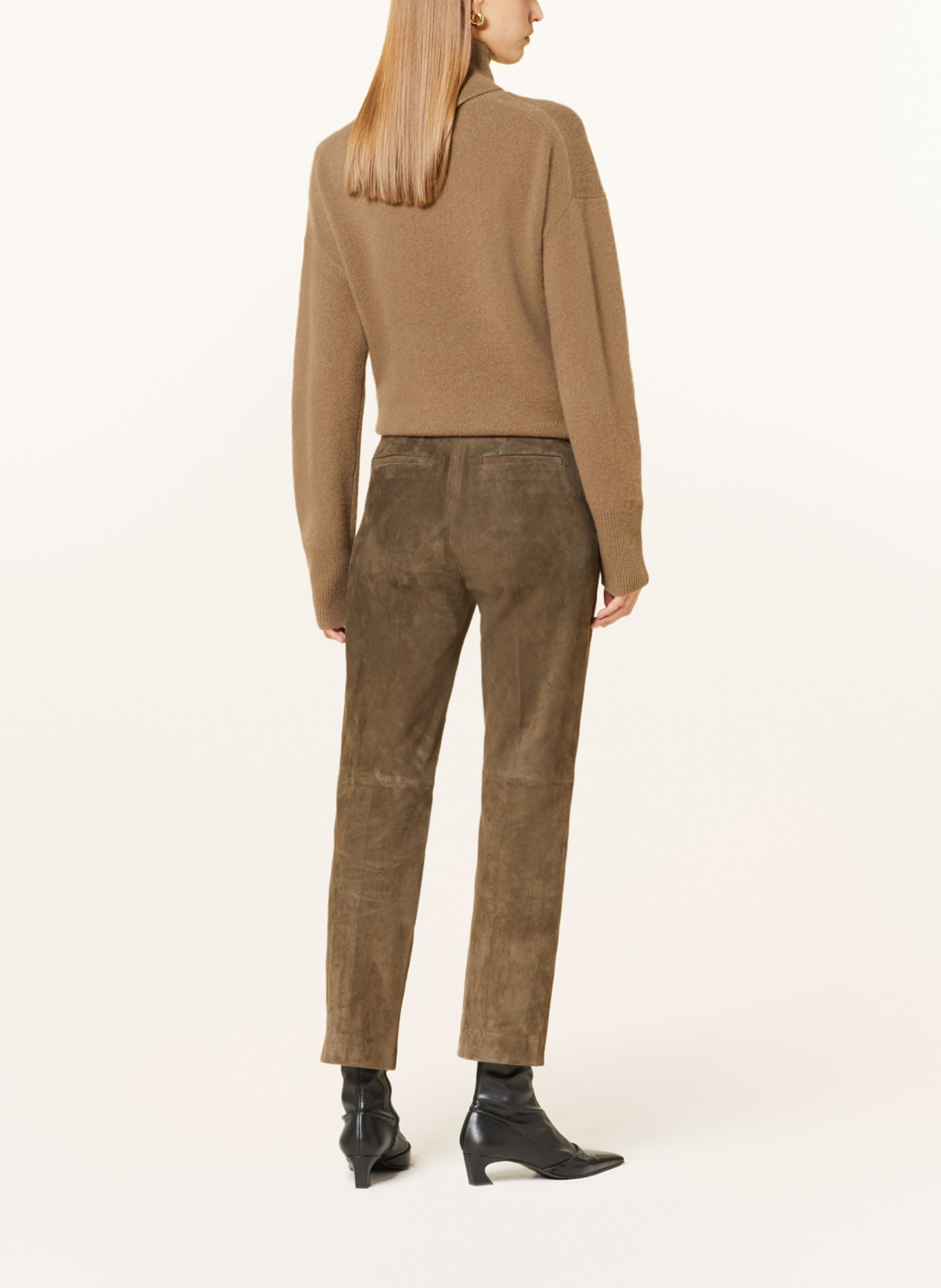 JOSEPH Leather pants COLEMAN, Color: BROWN (Image 3)