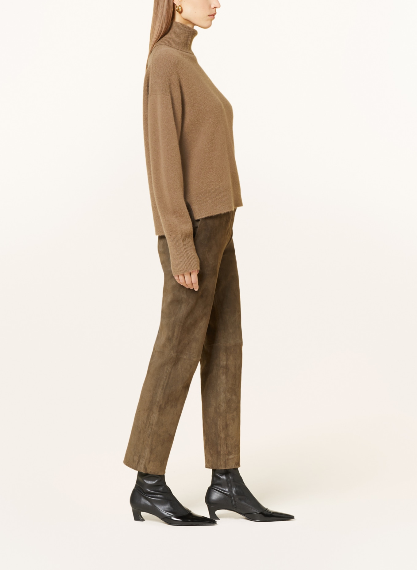 JOSEPH Leather pants COLEMAN, Color: BROWN (Image 4)