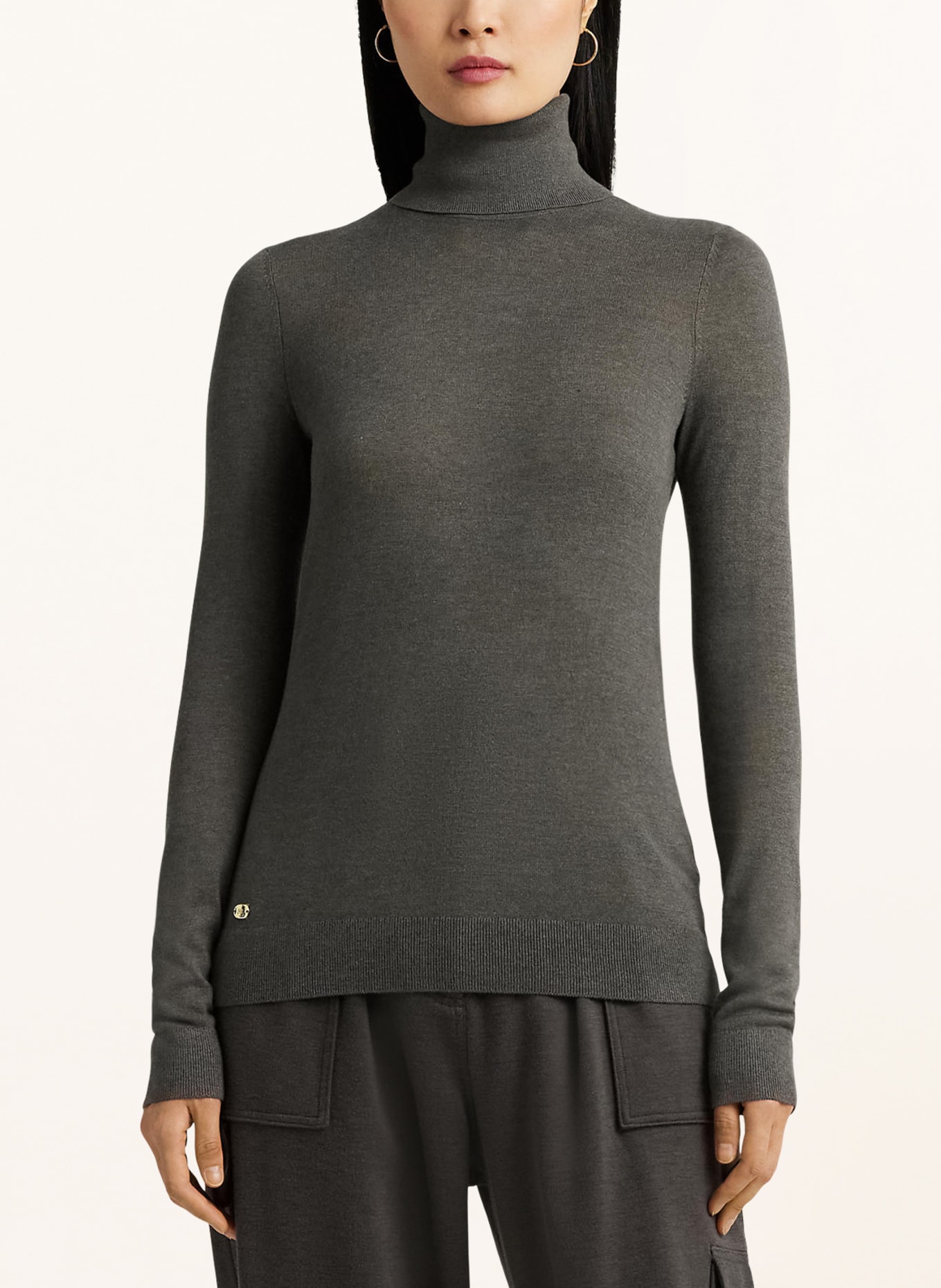 LAUREN RALPH LAUREN Turtleneck sweater with silk, Color: DARK GRAY (Image 4)