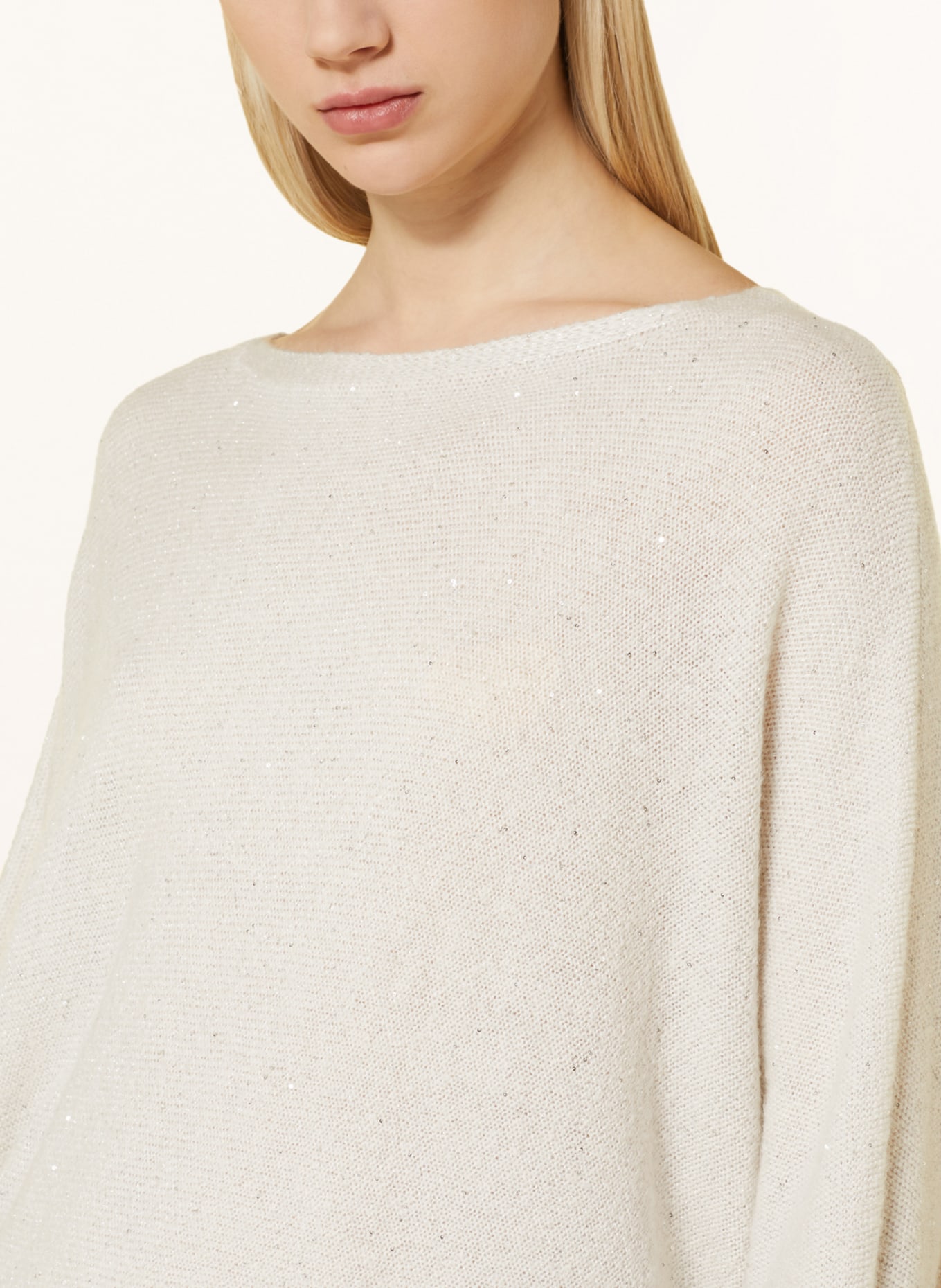 monari Poncho with sequins and glitter thread, Color: LIGHT GRAY (Image 4)