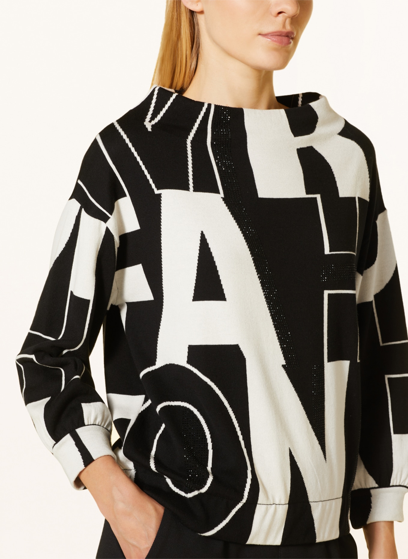 monari Sweater with decorative gems, Color: BLACK/ WHITE (Image 4)